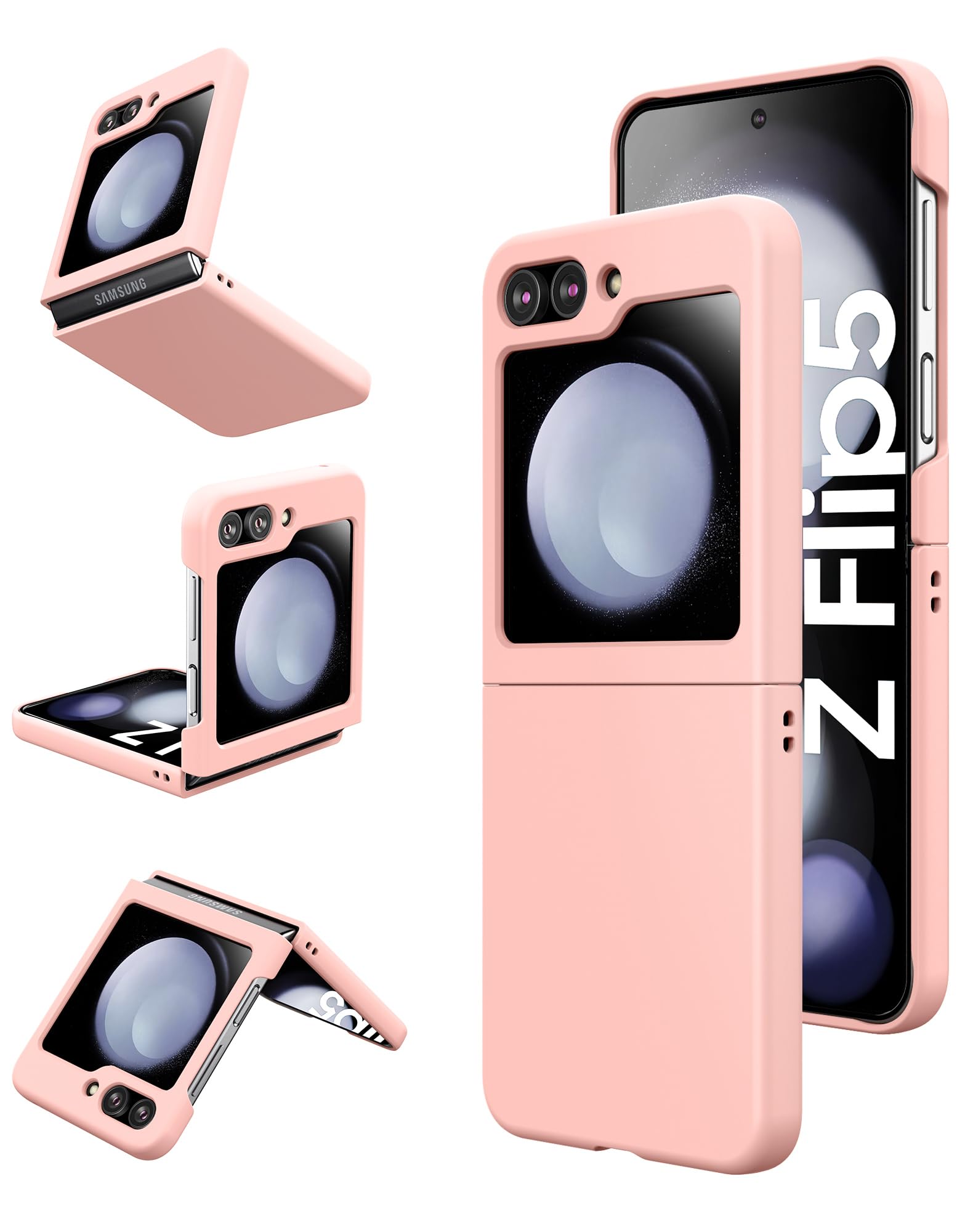 Foluu Slim Fit Case for Samsung Galaxy Z Flip 5 Case, Ultra Thin Matte PC with Non-Slip Grip Full Protection Protective Cover for Samsung Galaxy Z Flip5 5G 2023 (Pink)