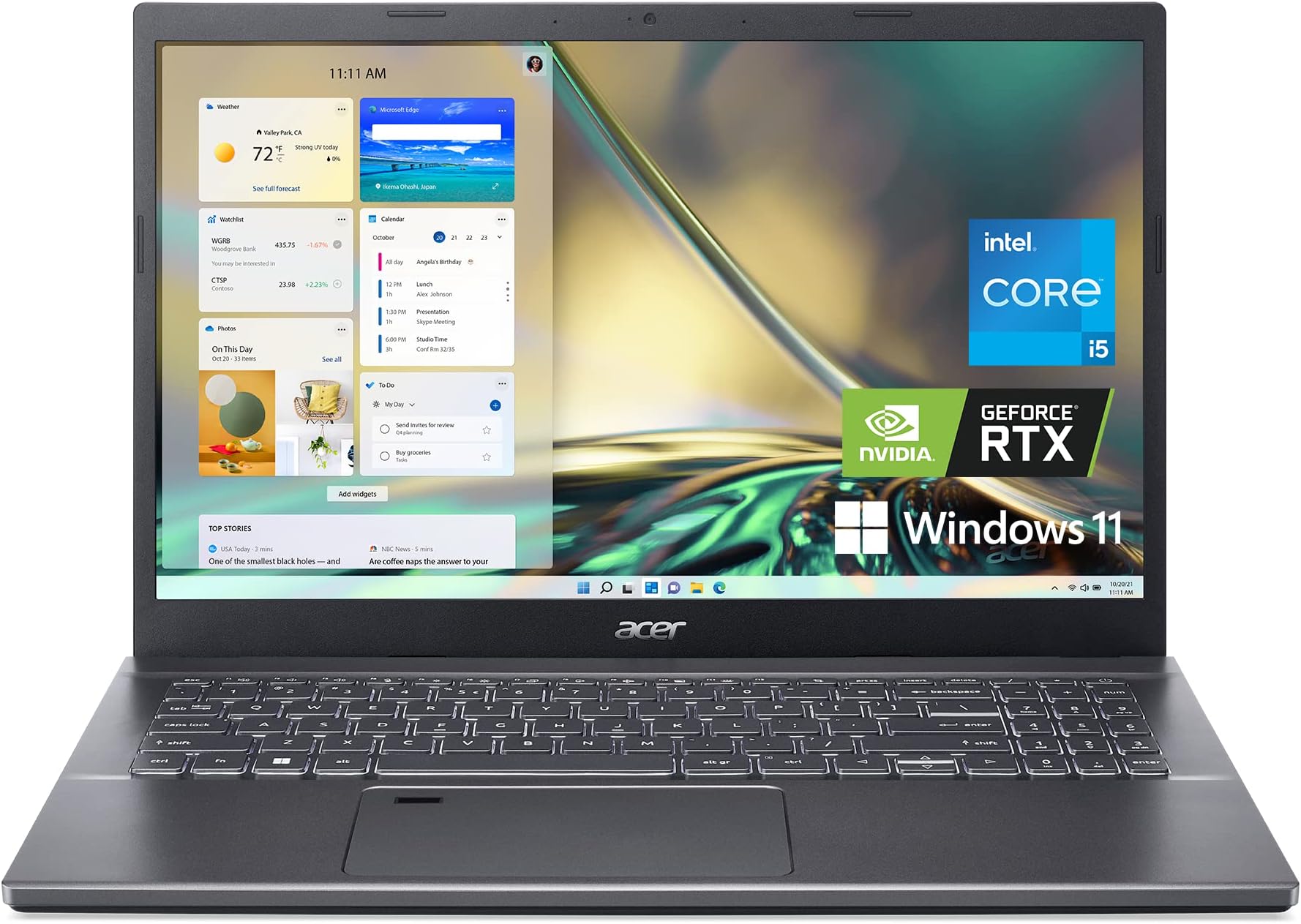 Aspire 5 A515-57G-58R7 Slim Laptop | 15.6" Full HD IPS | Intel Core i5-1240P | NVIDIA GeForce RTX 2050 | 8GB DDR4 | 512GB SSD | Wi-Fi 6 | Thunderbolt 4 | Fingerprint Reader | Backlit KB | Win 11