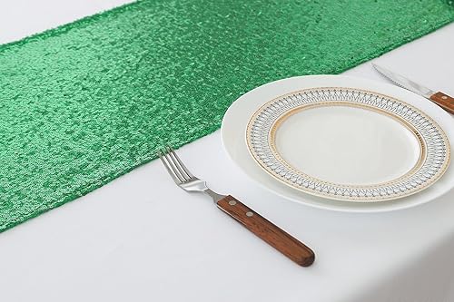 Miniatura 5 de Camino de mesa azul  Paquete de 10 caminos de mesa de lentejuelas de 12 x 72 pulgadas de largo para bodas, fiestas, cumpleaños, reuniones, eventos y