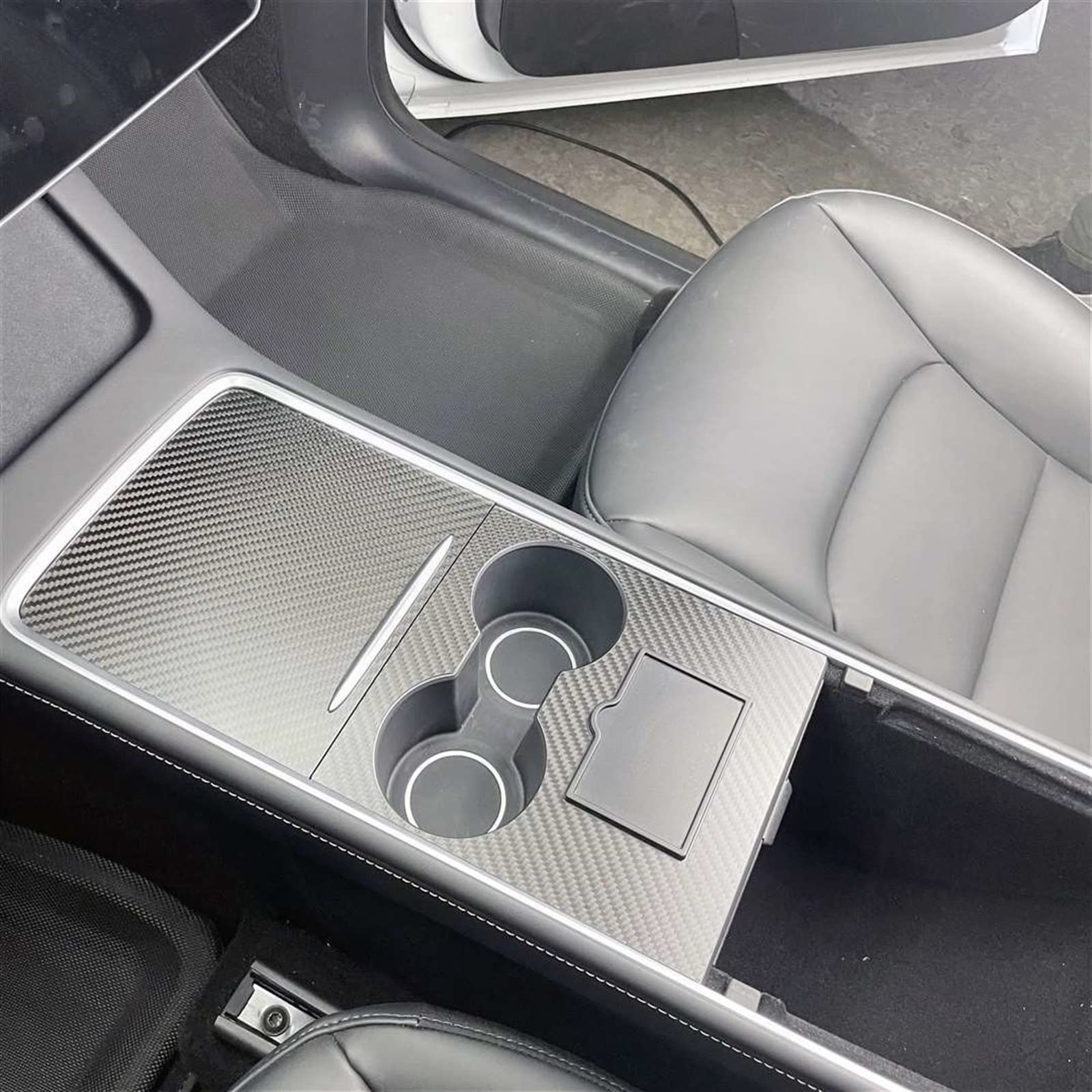 Qibbei Matte Carbon Fibre Car Central Control Trim Carbon Fibre For Tesla Model 3 Y 2021 2022 Panel Protective Patch(Matte Carbon Fibre)