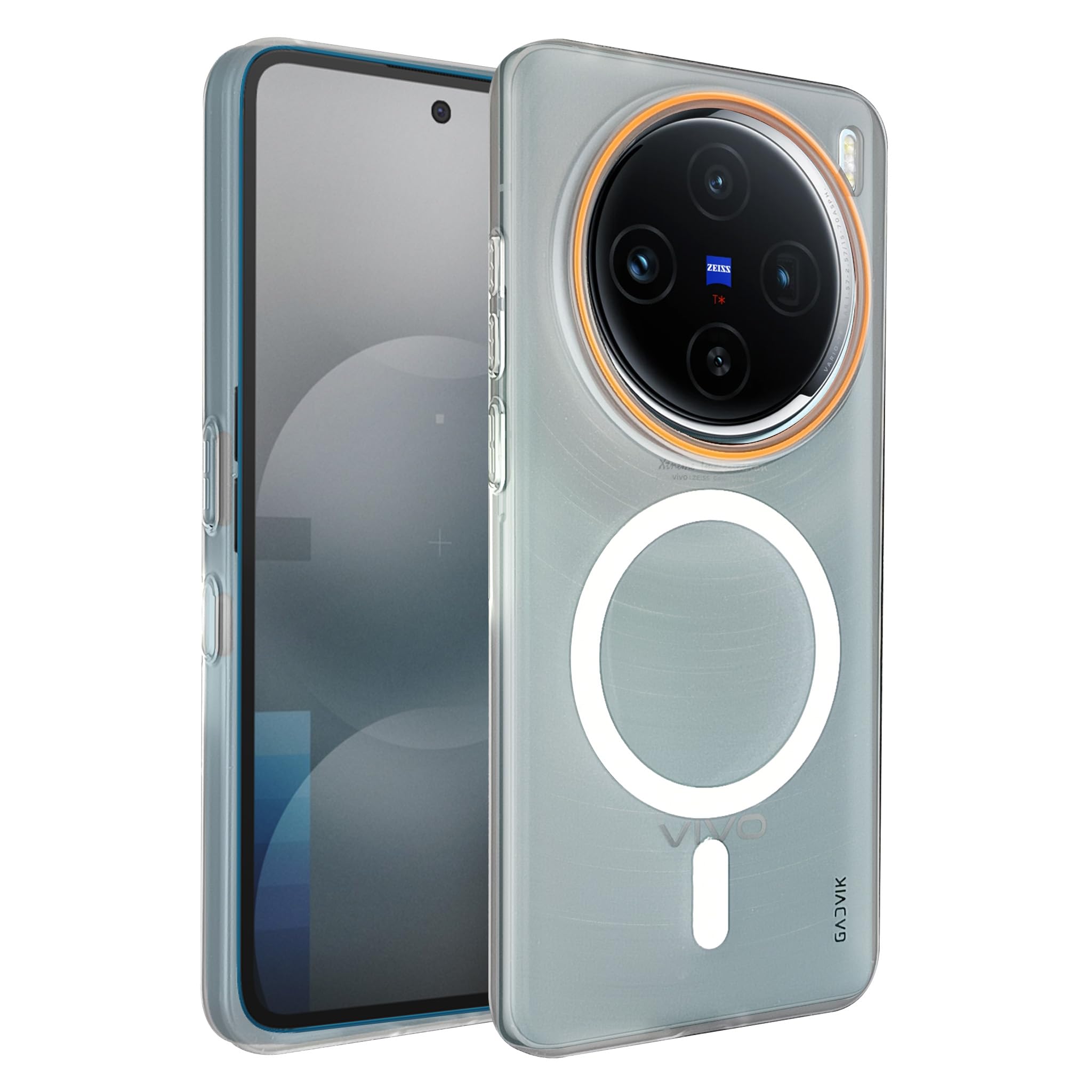 GADVIK Compatible for Vivo X200 5G Frosted Translucent Hard Back | Only Compatible with Wireless Magnetic Accessories | Thin and Slim Magnetic Back Cover (Clear)