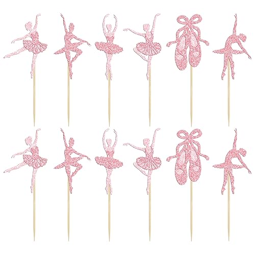 Miniatura 3 de Gyufise 24 piezas de tutú de bailarina para cupcakes con purpurina rosa para ballerina, decoración de cupcakes para bailarina, baby shower, fiesta
