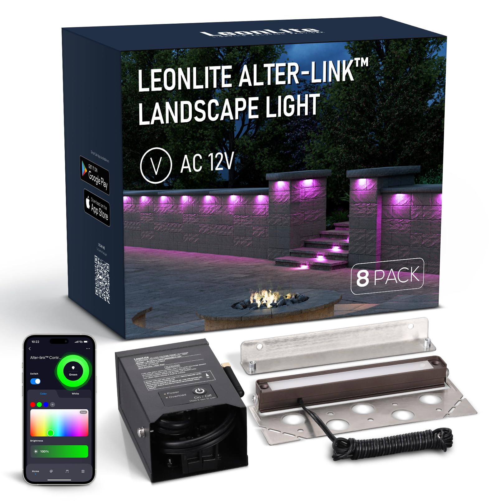 LEONLITE Alter-Link Series 8-Pack RGBCW 7 Inch LED Hardscape