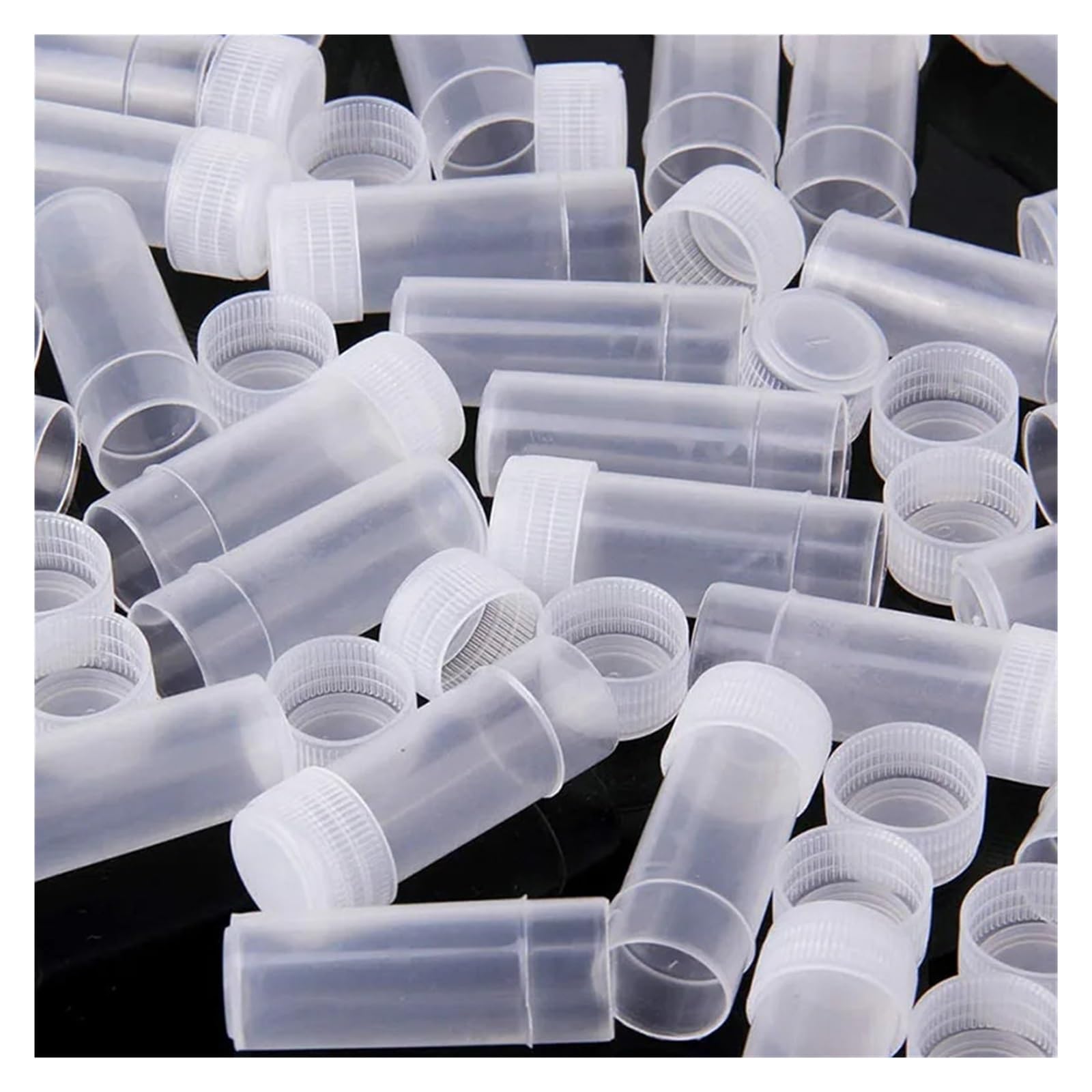 100 tubos de ensayo de plástico de 5 ml, frascos de muestra for polvos, pequeños recipientes for pastillas y cápsulas con tapón de rosca.(PLASTIC_200PCS)