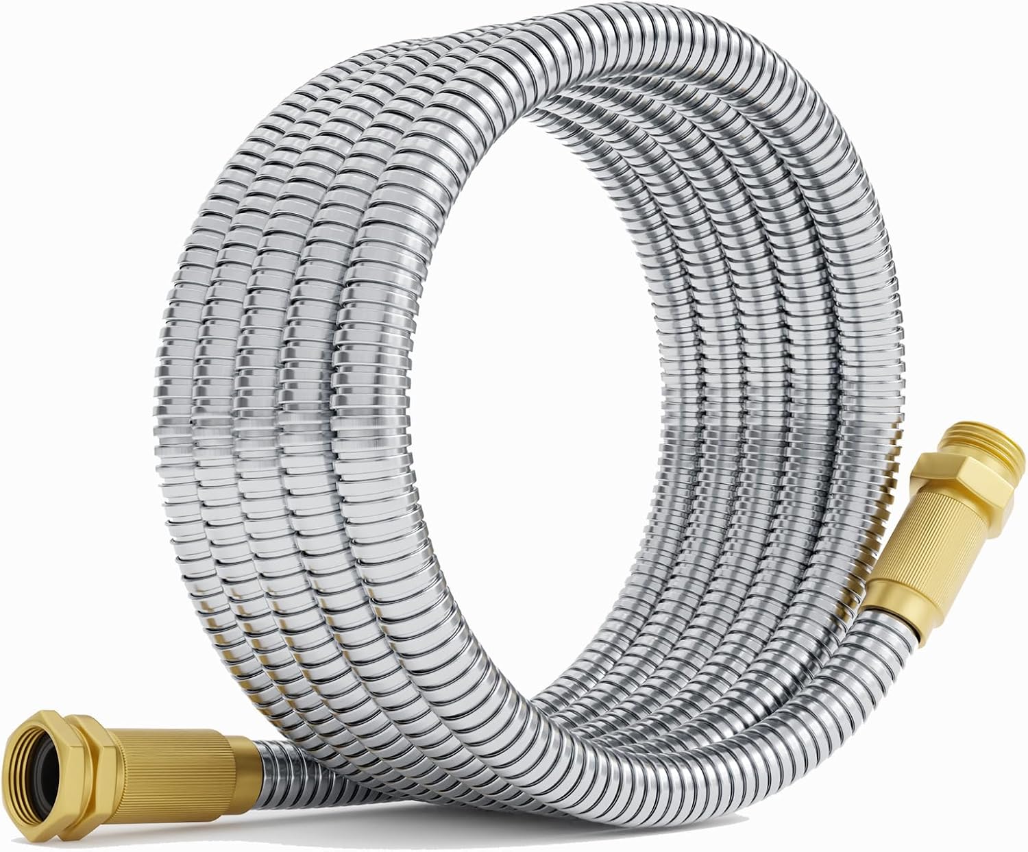 Garden Hose - Short Water Leader Metal Hose 25 FT with Female to Male Fitting, Flexible, Heavy Duty Hose Extension for Outdoor Hose Reel、Dehumidifier、RV、304 Stainless Steel