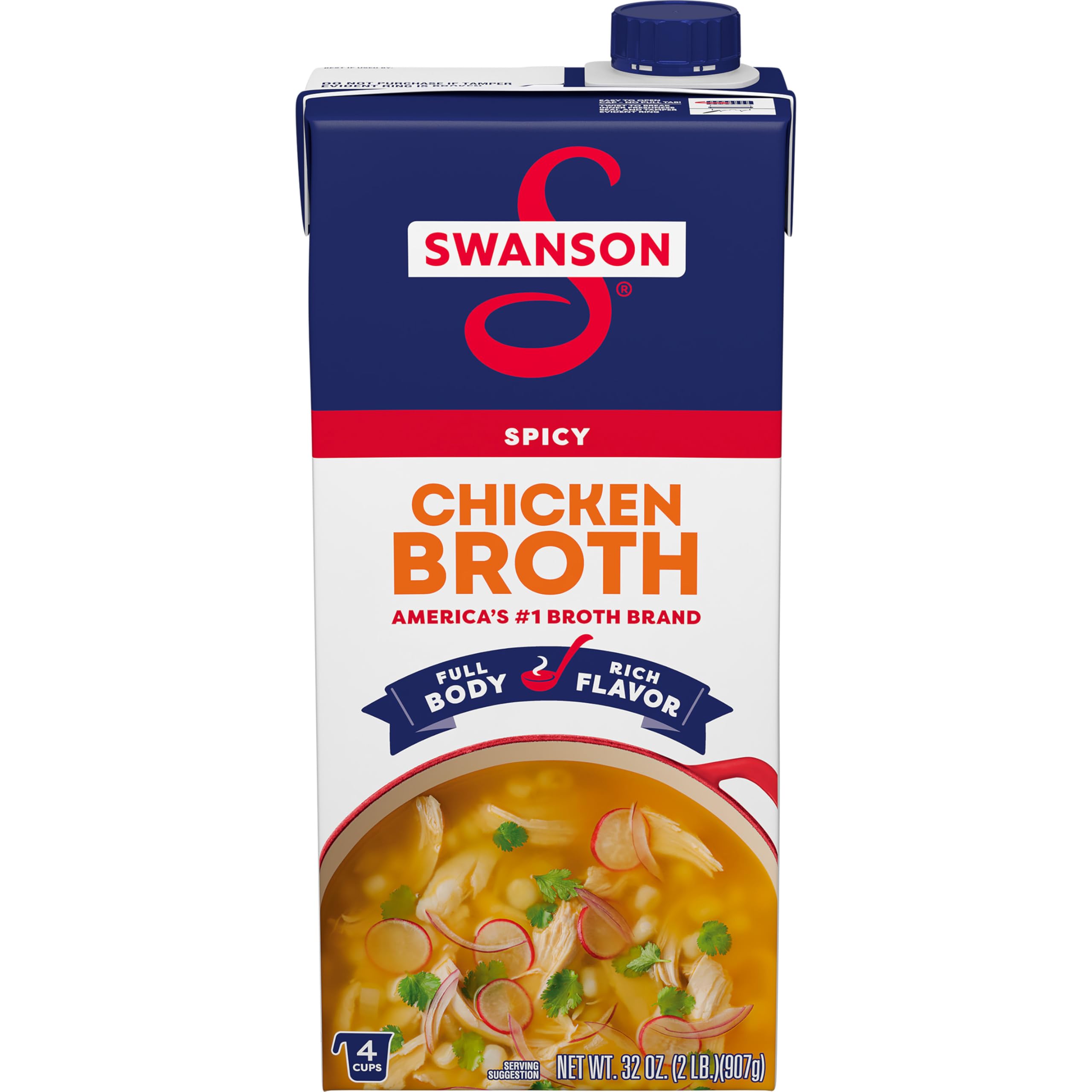 Swanson Spicy Chicken Broth, 32 oz Carton