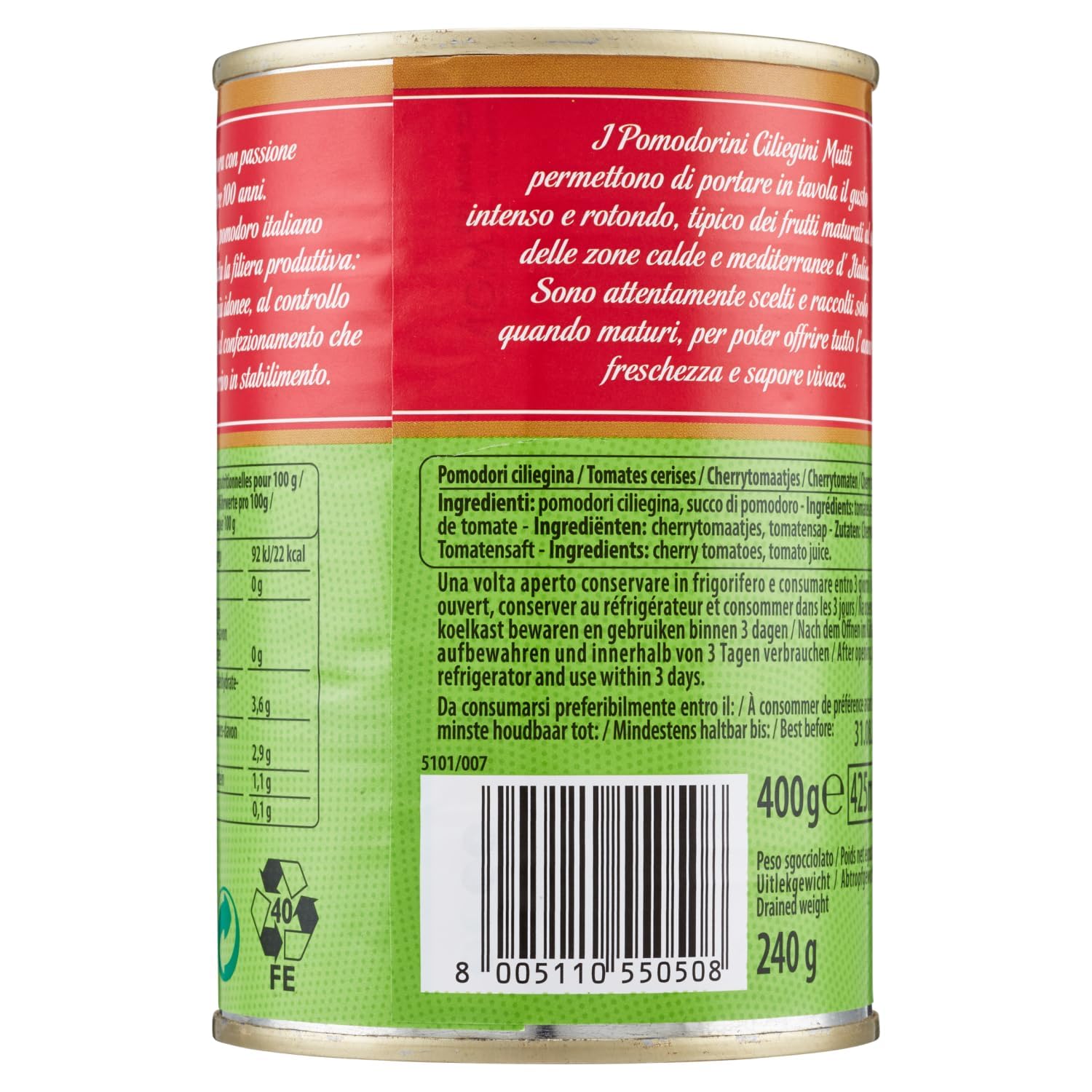 Italian Gourmet Bundle tomates cerises pelées en jus 24 x 400 g, tomates cerises italiennes en conserve, tomates entières en jus, format horeca cuisine maison, lot 9,6 kg + Italian gourmet polpa