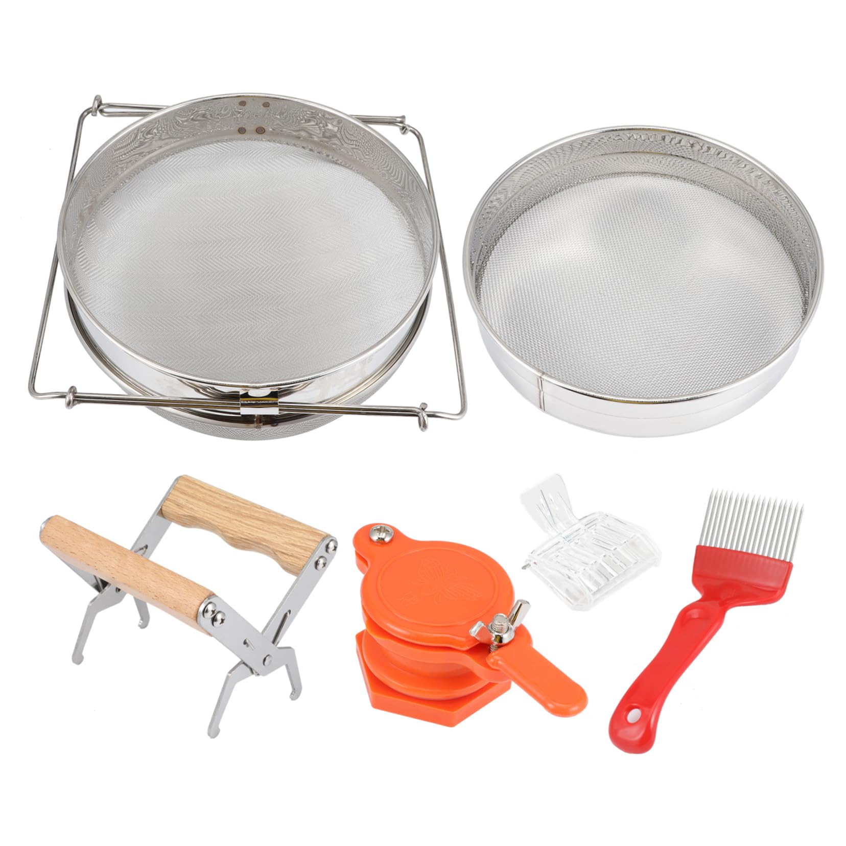 Set Attrezzi Apicoltura in Acciaio Inox Leggero e Facile da Trasportare 5 Pezzi per Apicoltori Professionisti e Hobbisti
