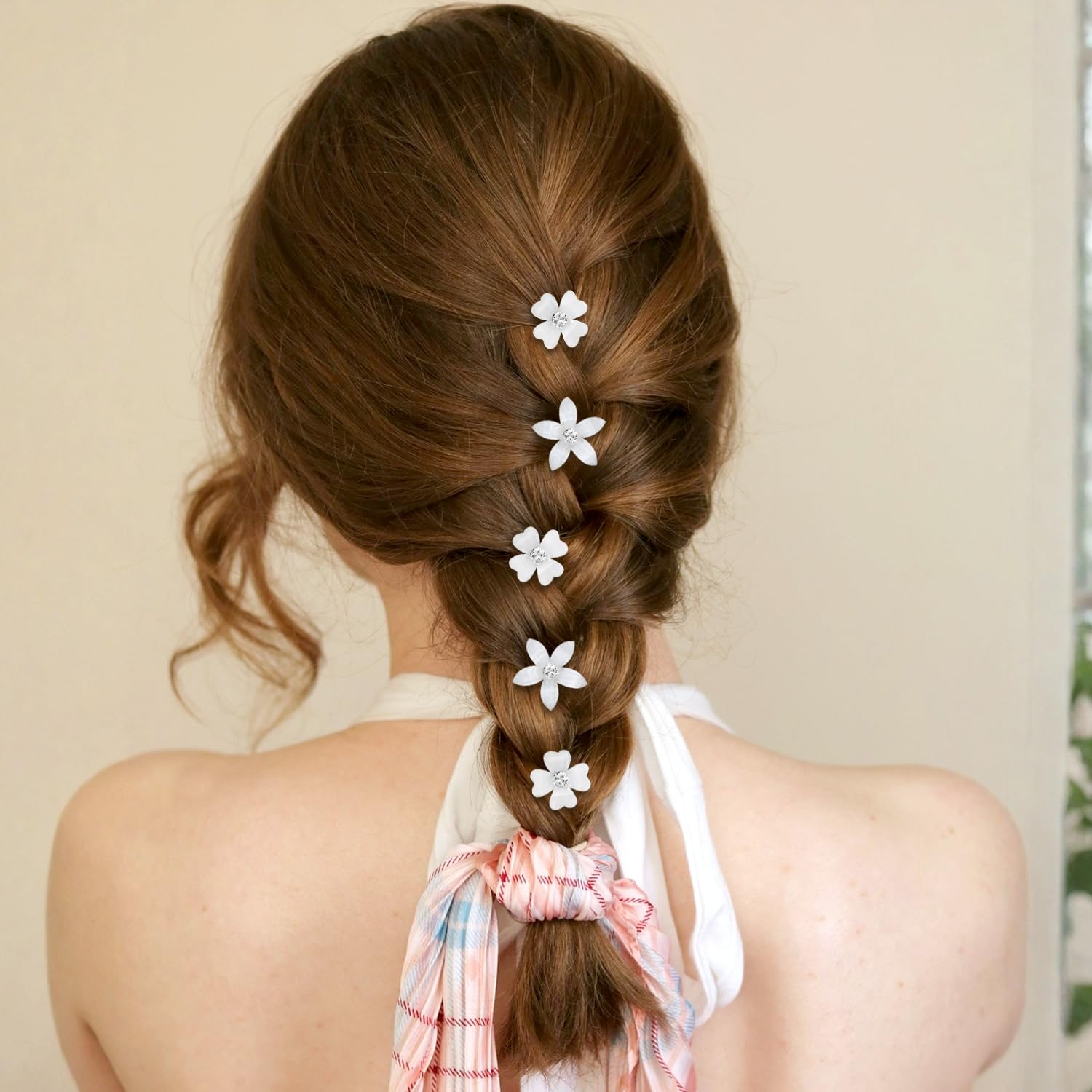 20 Pieces Small Flower Hair Clips, Mini Rhinestone Hair Pins, Bridal Wedding Hair Accessories for Women and Girls - Image 4