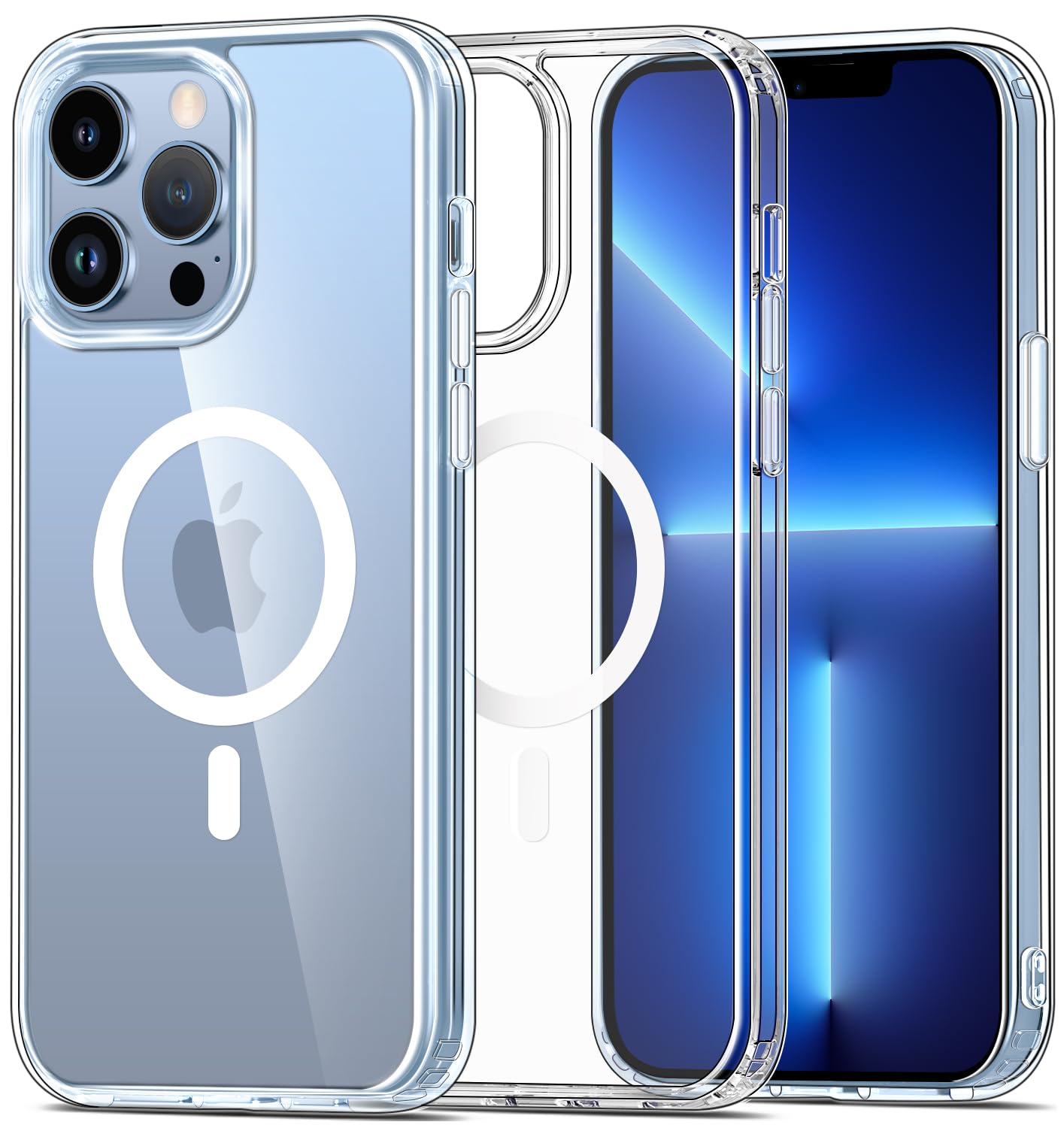 Super Magnetic Designed for iPhone 13 Pro Max Case,Supprot MagSafe Accessories, Smooth Back Grippy Edge Military Grade Protective Slim Case for iPhone 13 Pro Max 6.7 inch - Clear