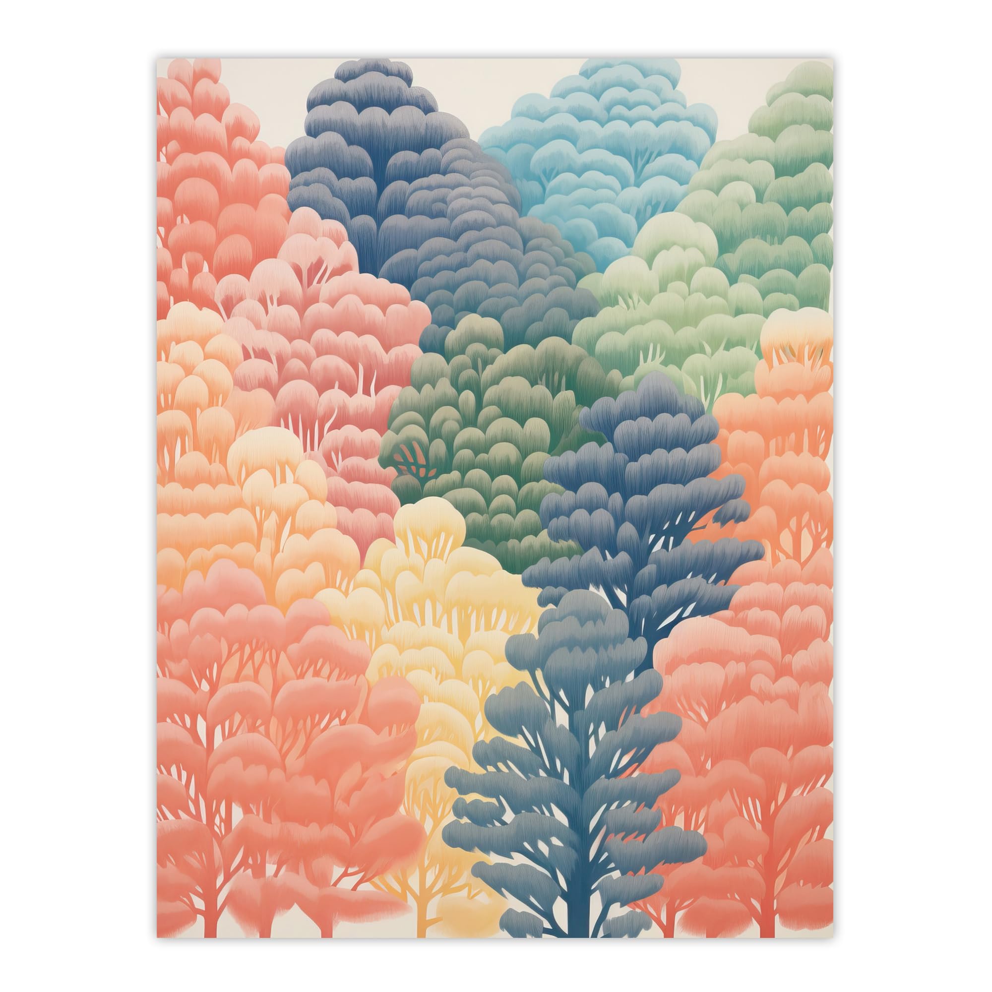 Artery8 Can't See The Wood For The Trees By Sofia Francis Pastel Autumn Fall Artwork Painting Large Wall Art Poster Print Thick Paper 18X24 Inch