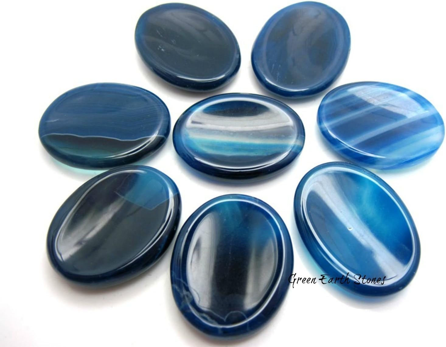 One Blue Onyx Worry Stone with Pouch Small