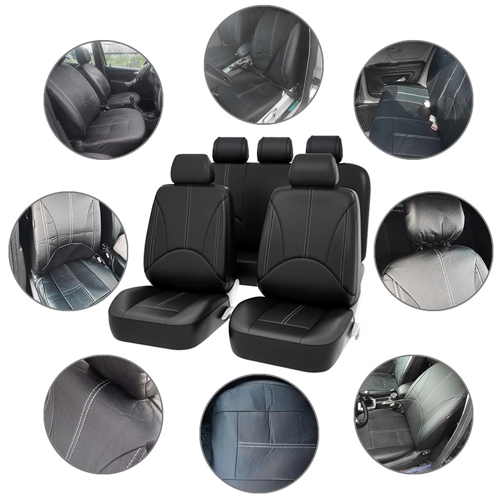 Coprisedili E Poggiatesta per Daihatsu Feroza Hard Top (F300) 1988-1998, In Ecopelle Traspirante, Compatibili Con Airbag E Lavabili,Blue