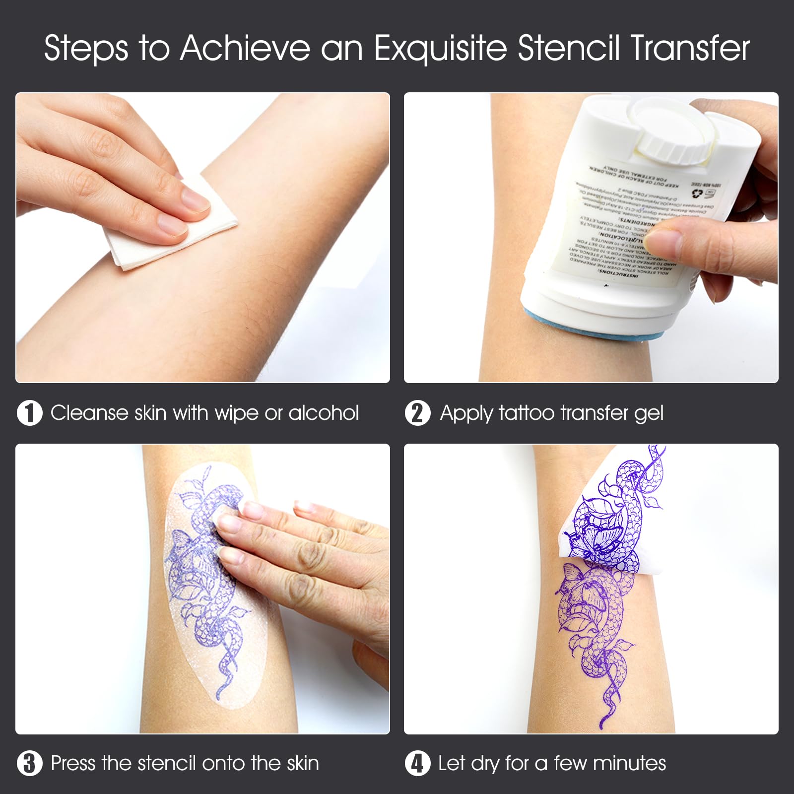 TATELF Stampante Stencil Tatuaggi Wireless A4 Termica Bluetooth | Batteria 2600mAh, 10 Fogli Carta Trasferibile, Compatibile iOS Android Win Mac, Senza Inchiostro Linee Precise per Tatuatori