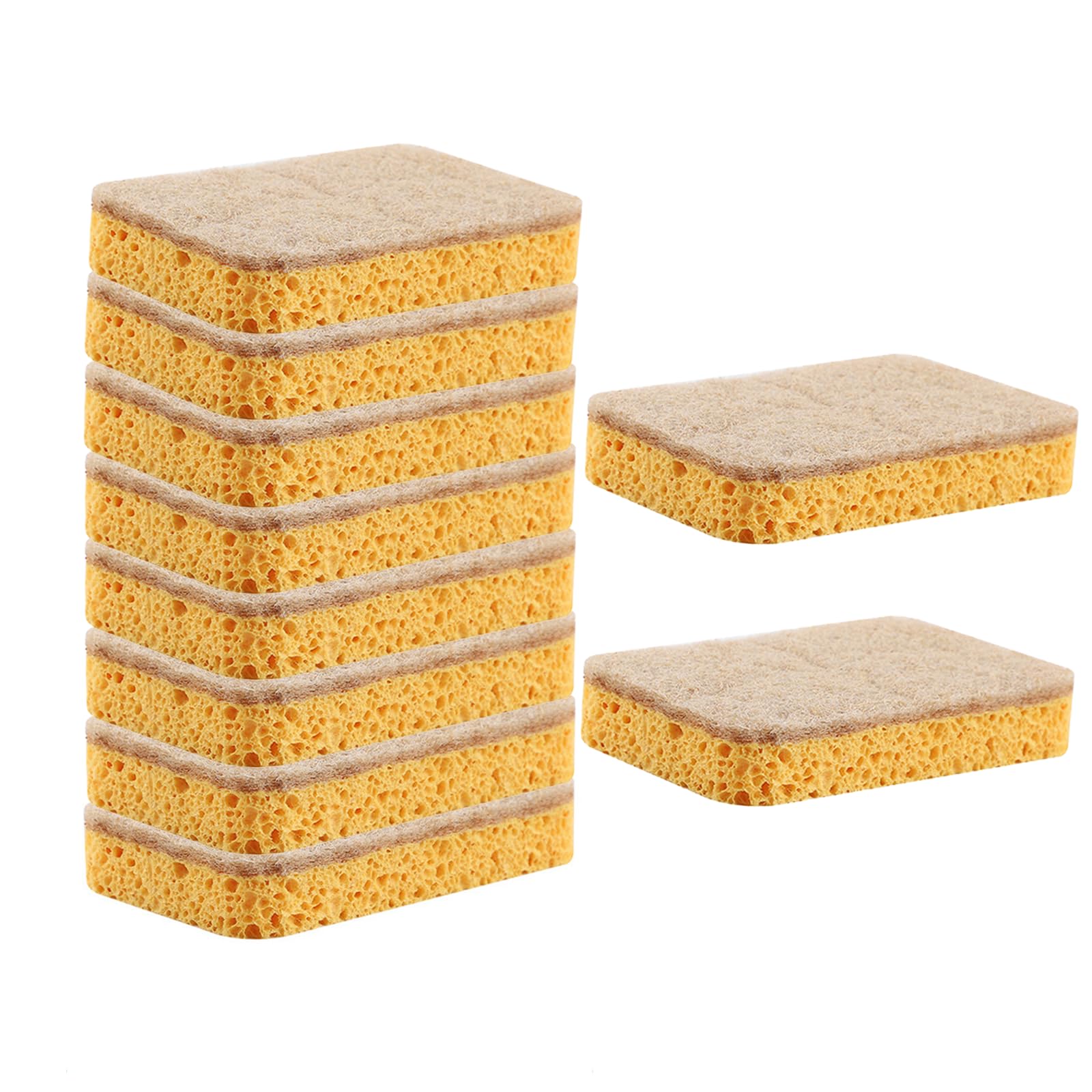 Rczrucge Eco Sponge Scourers, 10Pcs Plastic Free Sponges Washing Up Pads,Sponge Scourers For Dishes & Heavy Cleaning