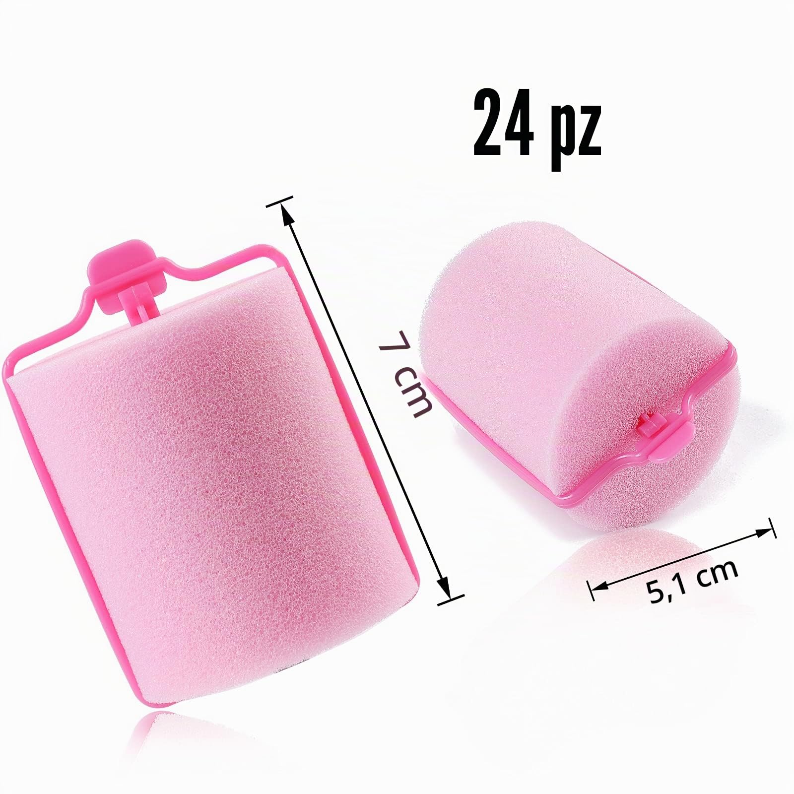 Rullo per capelli in spugna Jumbo in schiuma, morbido, ondulato, curvo, strumento per arricciare i capelli, 24 pezzi, uso per capelli lunghi e corti, donne e bambini, 5,1 x 5,8 cm (rosa)