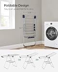SONGMICS Séchoir à vêtements, support à linge, séchoir autoportant pour intérieur, 21,7 x 58,3 x 39,4 pouces, argent et bleu ULLR52BU