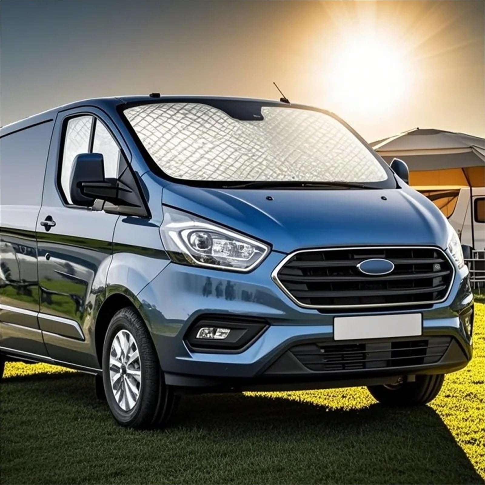 Parasoles Coche para Ford Transit Custom MK8 Juego De Parasoles para Coche, Bloqueador Papel Aluminio con Ventosas, Protección UV, Aislamiento Térmico