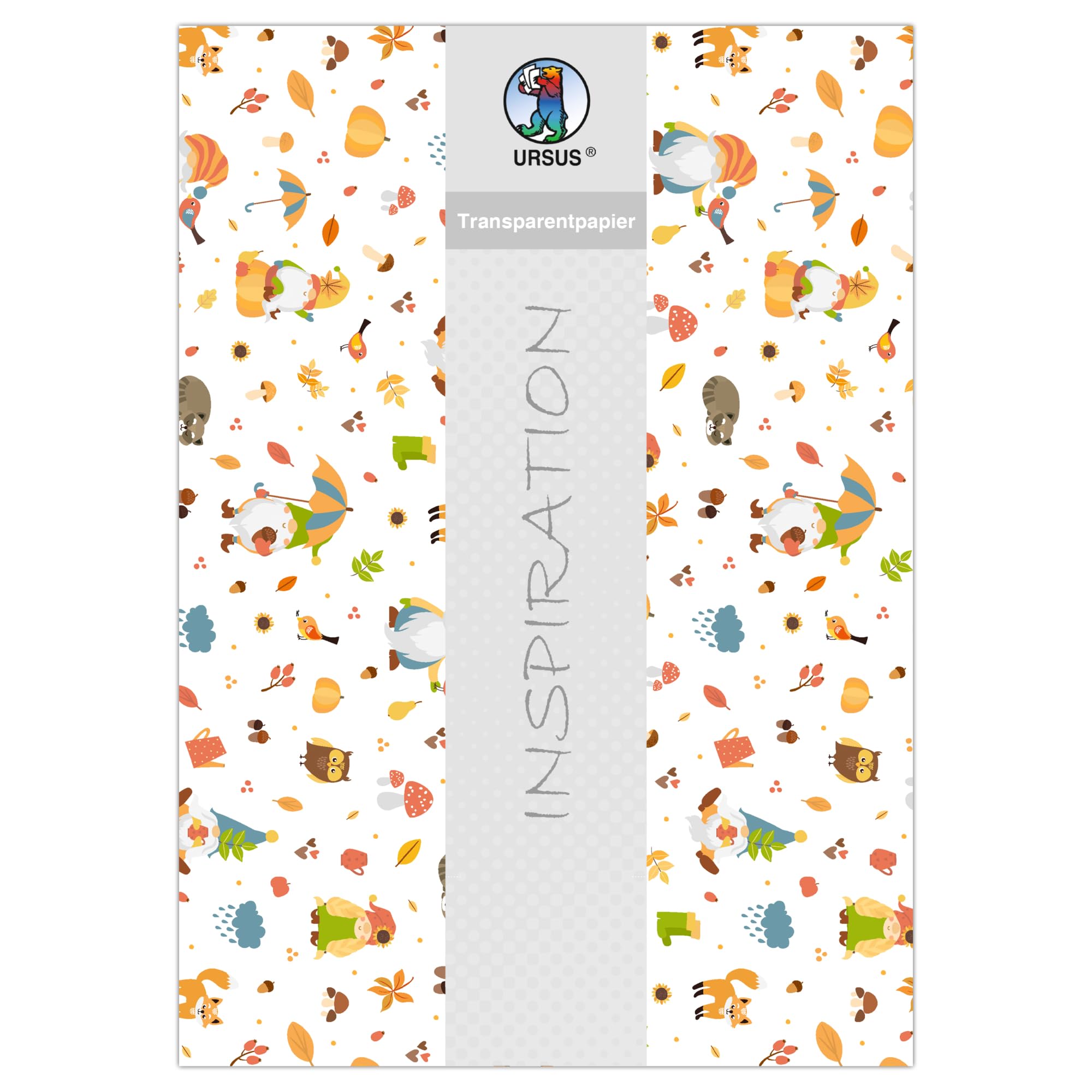 Ursus 54064602F Tracing Paper Gnome World Autumn Gnome Motif DIN A4 115 g/m² 5 Sheets Printed on One Side for Versatile Crafts