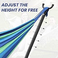 Vista 4 de Hamaca doble con soporte de acero que ahorra espacio, capacidad de 400 libras, soporte de marco de hamaca portátil resistente para hamacas de 9 a 13