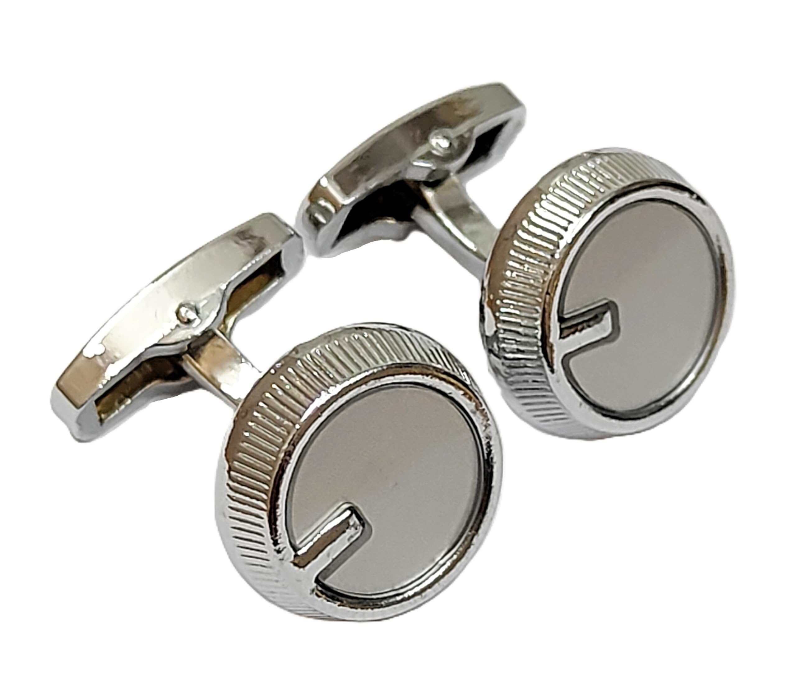 voici France Mens Fashion Accessories Pocket Square Suspenders and Cufflins Satin Fabric Free Size (Cufflinks, Grey)-picture-35