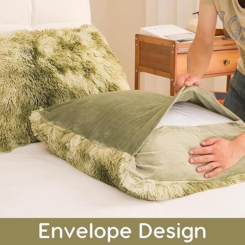 Miniatura 6 de Auemtyn Juego de funda de edredón mullida y esponjosa de 2 piezas, tamaño individual, funda de edredón de pelo sintético de felpa con cierre de