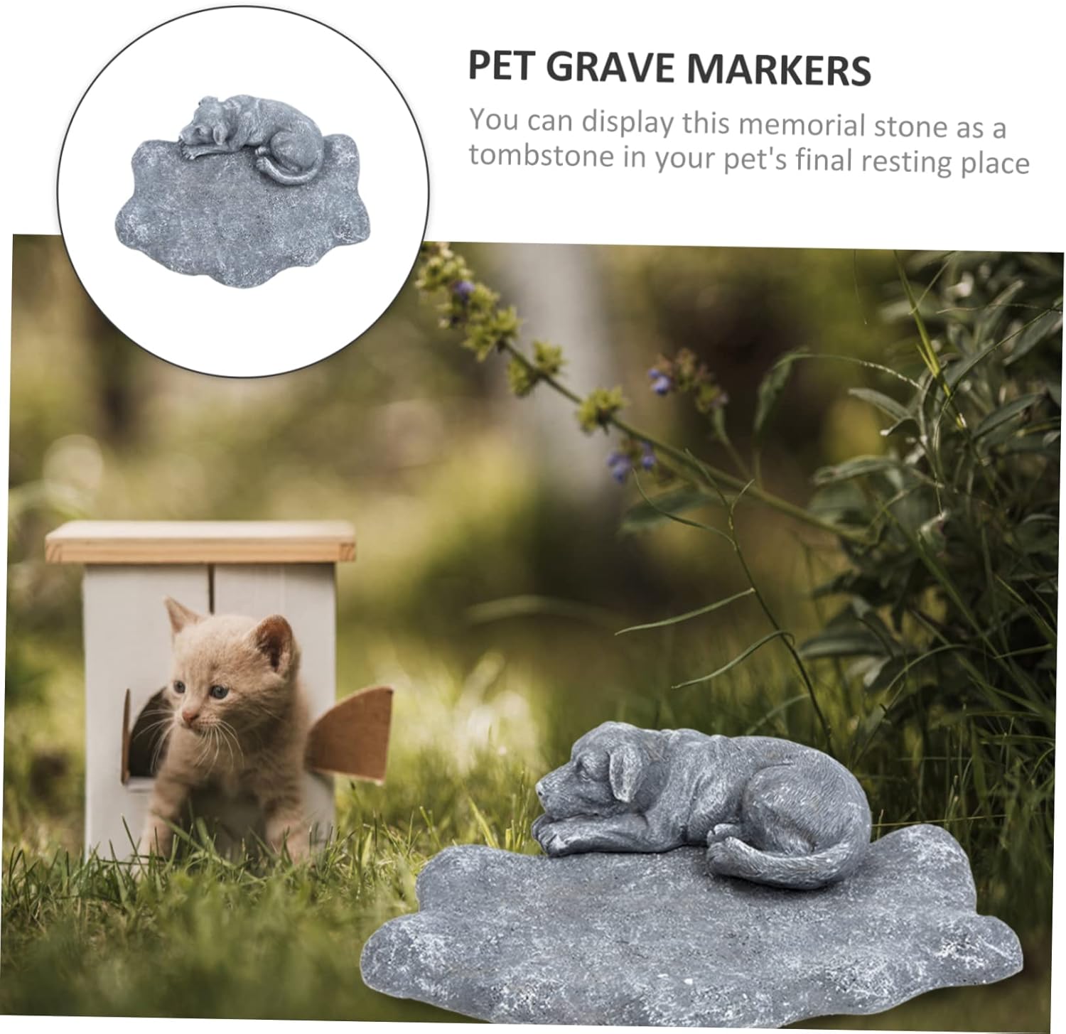Totority Resin Dog Memorial Stone Figurine Outdoor Pet Bereavement Statue for Garden Decor Creative Dog Headstone Comforting Tribute for Loss of Text