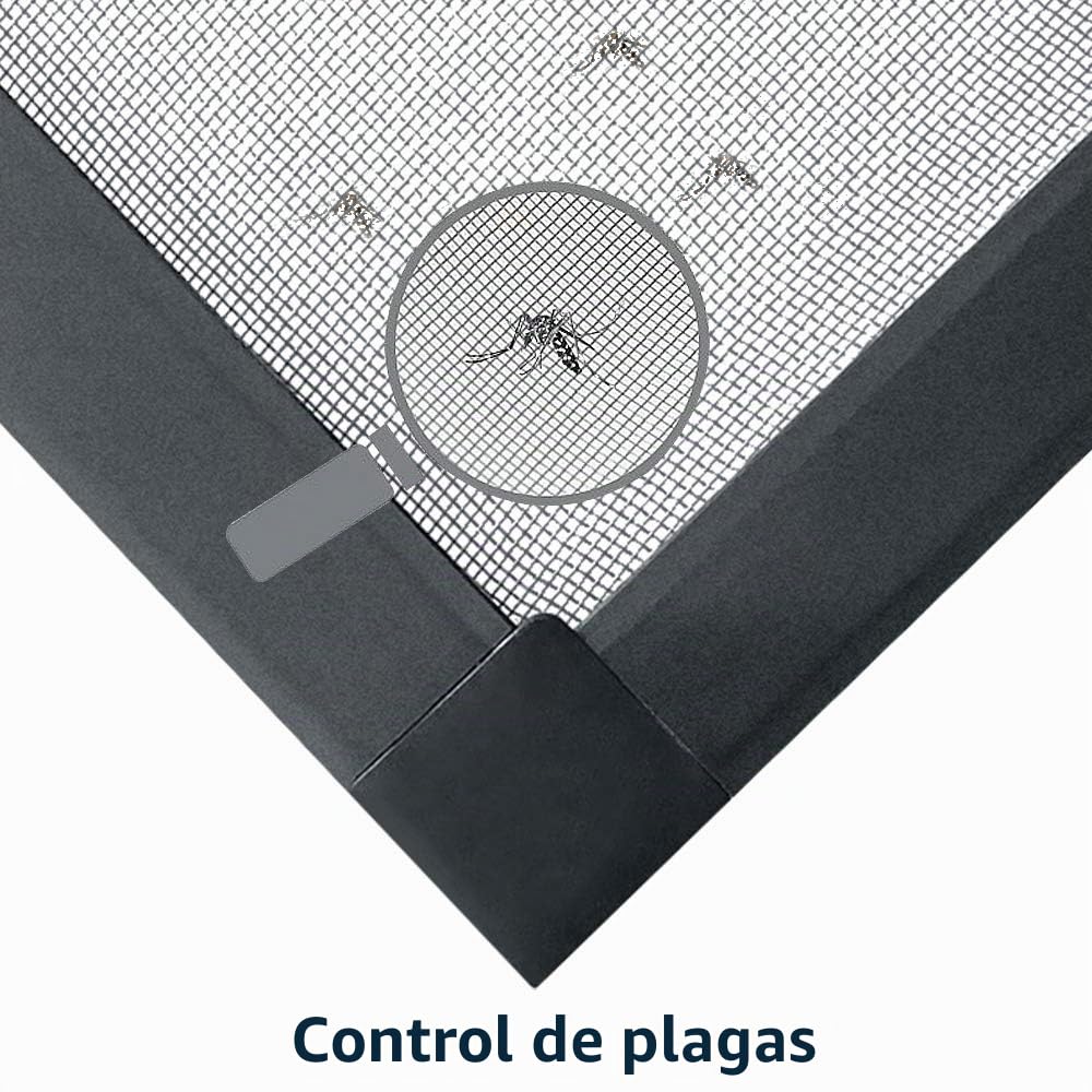 YUENFONG Mosquitera para ventana, protección contra insectos, puertas mosquiteras, marco de aluminio, sin taladrar ni atornillar (120 x 140 cm, antracita)