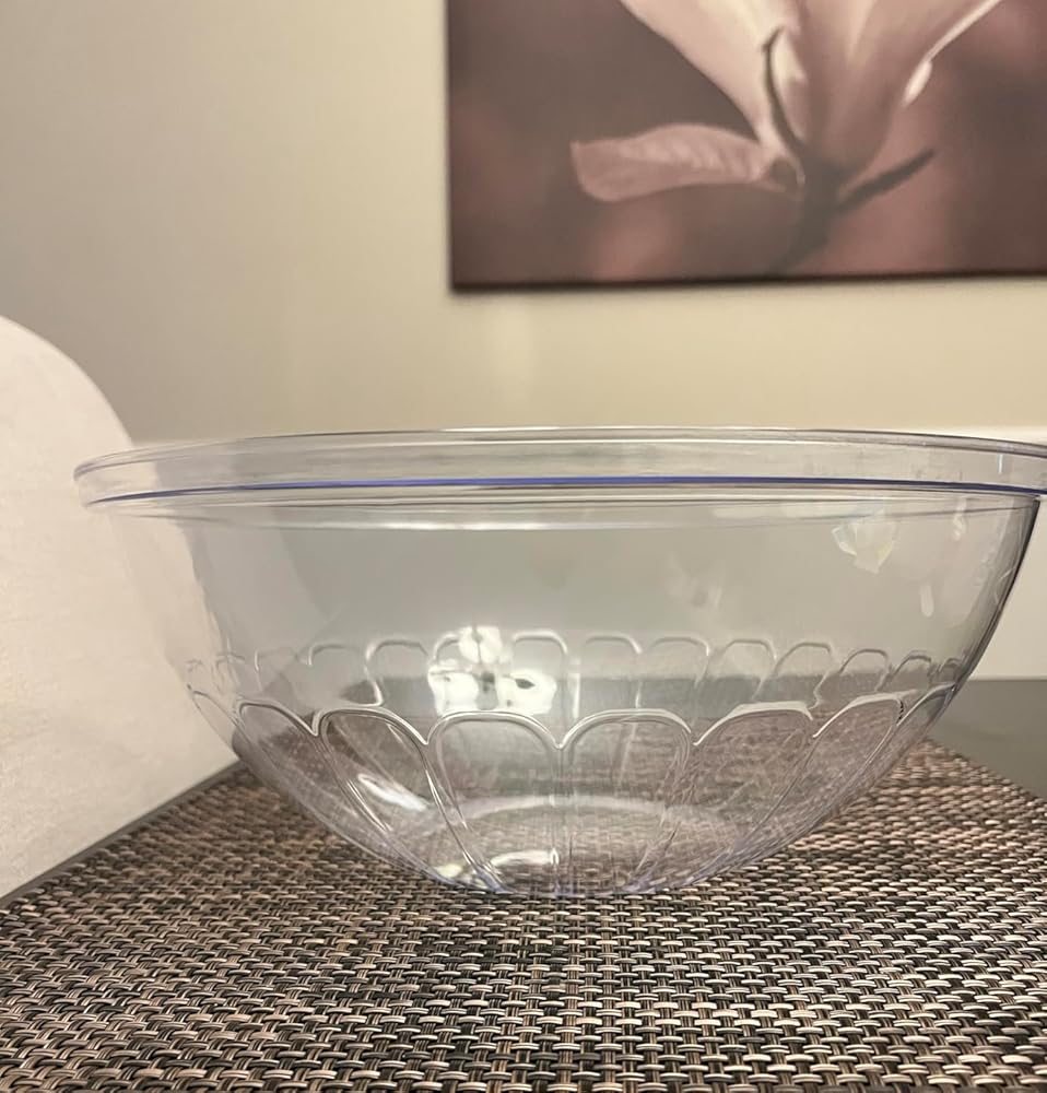 Goodluck 4 Pack 150 Ounce Disposable Clear Plastic Serving Bowls for Chips, Salad, Candy, Snacks