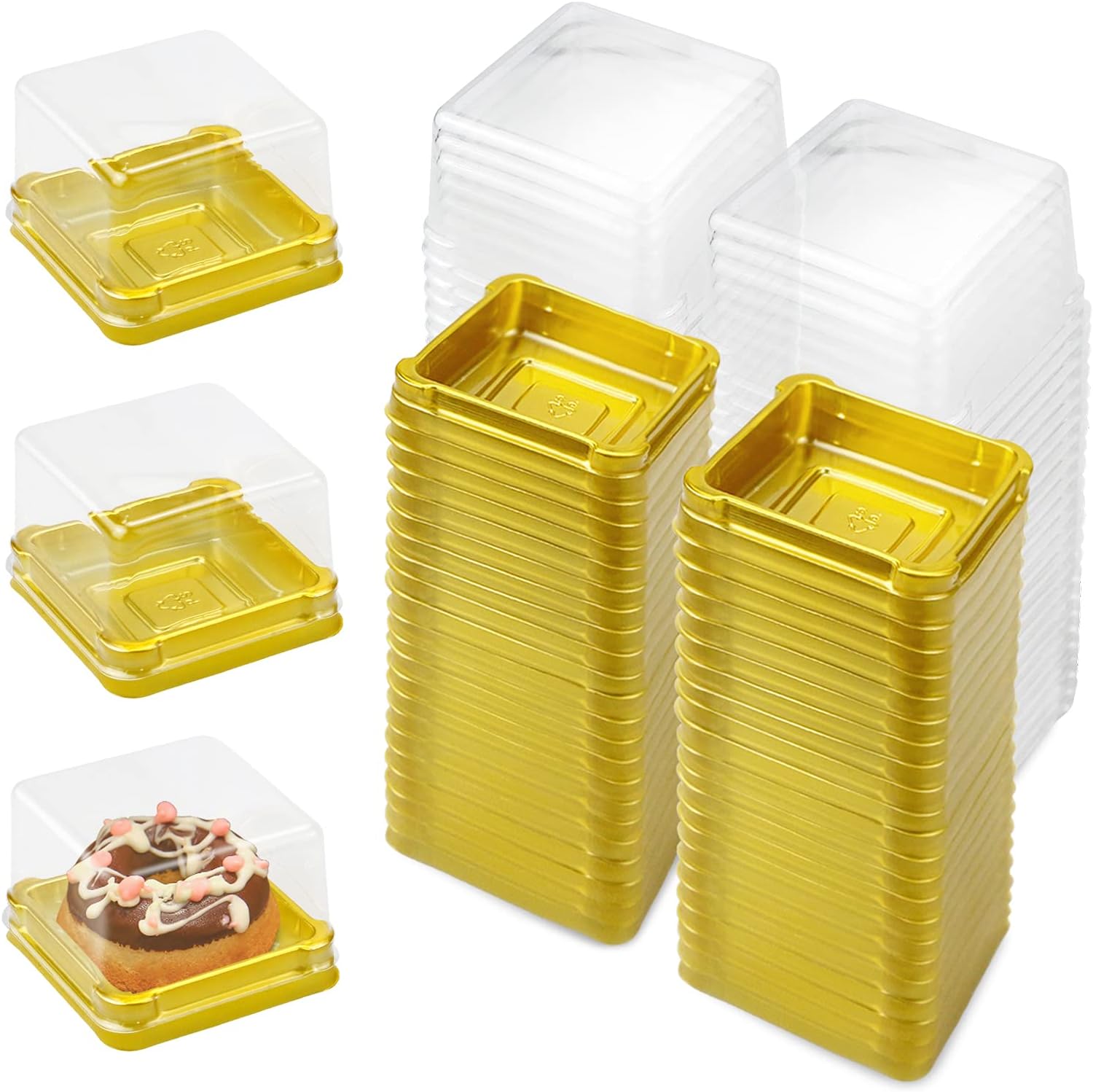Pralb 100 Set Clear Plastic Mini Cupcake Boxes Muffin Pod