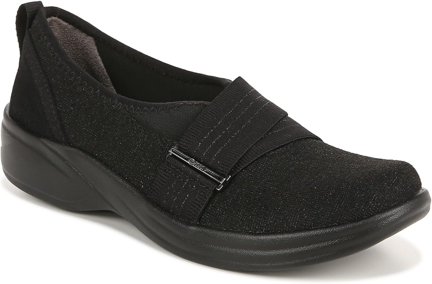 LifeStride Women's Nice Washable Slip On -Sneakers Ballet Flat, Black, 10 Wide
