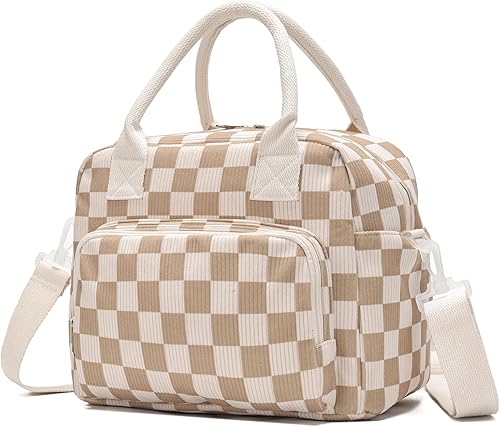 Miniatura 10 de Lunch Bag for Women Girls, Cute Insulated Reusable Lunch Box Leakproof Lunch Boxes Portable Lunch Tote Bag Cooler Bag Strawberry,Cuadros Marrón