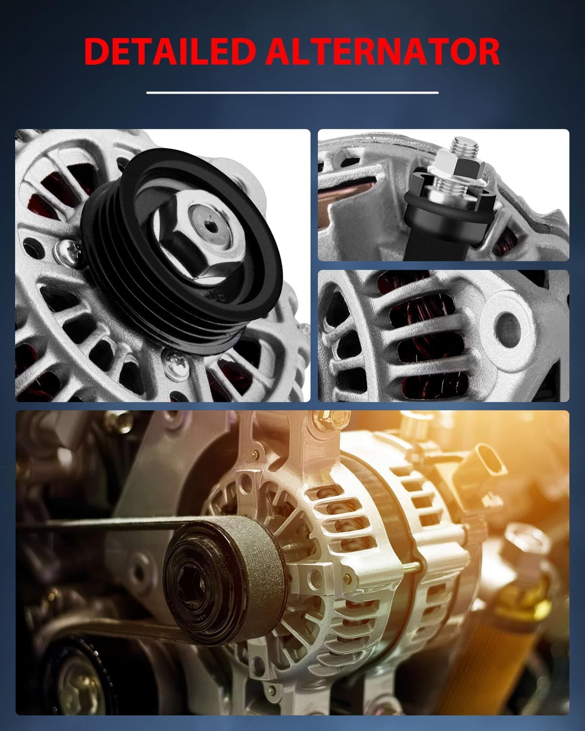 cciyu 13719 Alternators Replacement for 1996-1997 For Kia for Sephia,1997-2003 For Mazda for Protege,2002-2003 For Mazda for Protege5 Alternator For 80 Amp CW 4-Groove Pulley