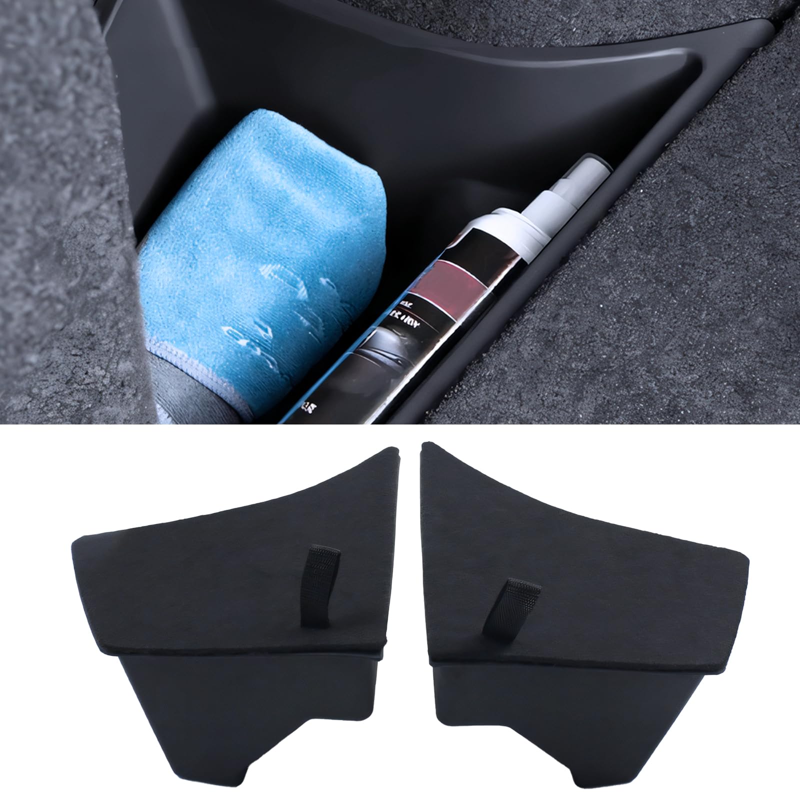 Photo 1 of 2Pcs Rear Trunk Storage Bins with Lids for Tesla Model 3 Highland 2024-2026