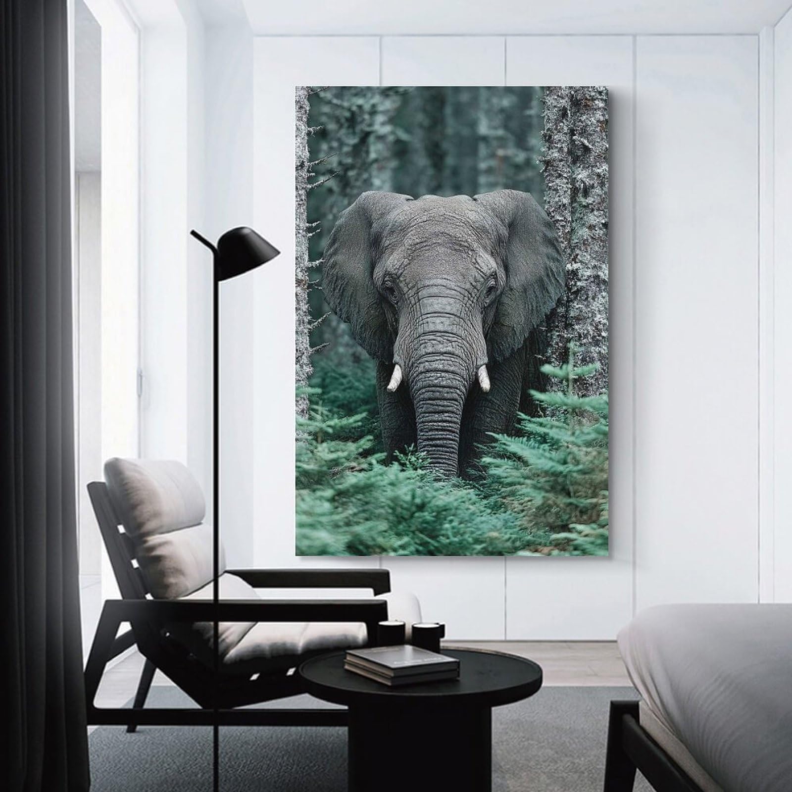 Junmoney Canvas Wall Decor Elephant in The Forest, 08x12inch(20x30cm), for Living Room, Bedroom, Office Or Hallway, Decorative Artwork with Broad Appeal