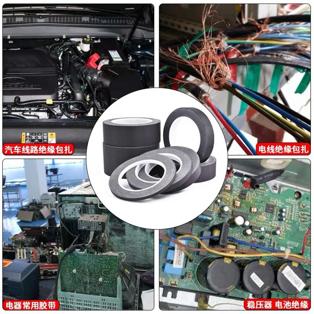 Nastro isolante elettrico, nastro elettrico, Nastro elettrico in acido acetico da 2 pezzi Nastro in tessuto di acetato isolante nero ad alta temperatura for isolamento