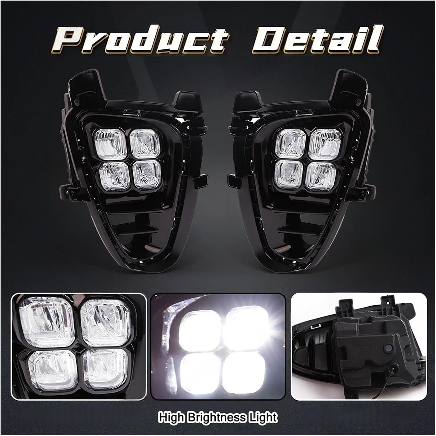 Compatible For KIA Sorento Prime 2018 2019 2020 Car Fog Lamps Daytime Running Lights Front Bumper Headlights Auto Daylights 12V(U Version)