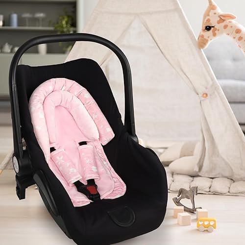Miniatura 8 de Inserto de asiento de automóvil infantil y funda para correa para bebés, soporte de cabeza de asiento de automóvil 2 en 1, cojín ultra suave para