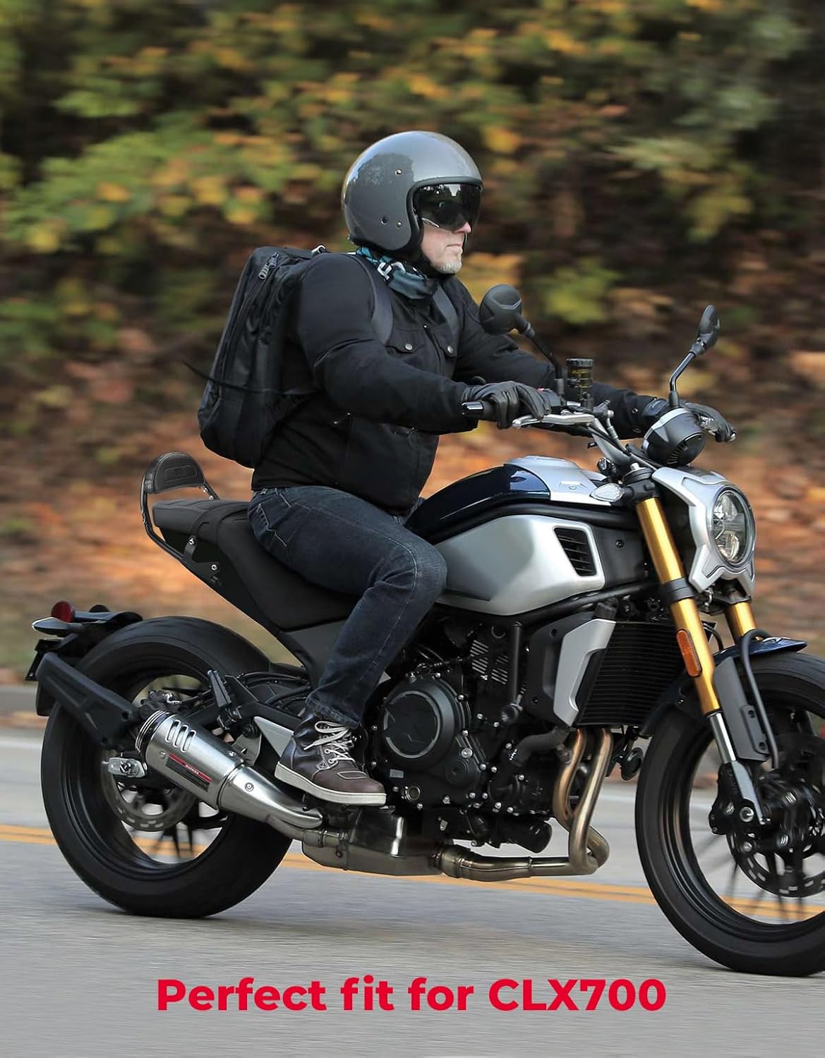 KEMIMOTO Motorcycle Sissy Bar Backrest Rear Compatible with CLX700 Rear Passenger Seat Replacement CLX-700 Accessories,Black