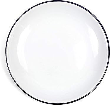 Crow Canyon Home Enamelware Heavy Gauge Salad Coupe Plate, 8.25 inch, Vintage White/Black Set of 4