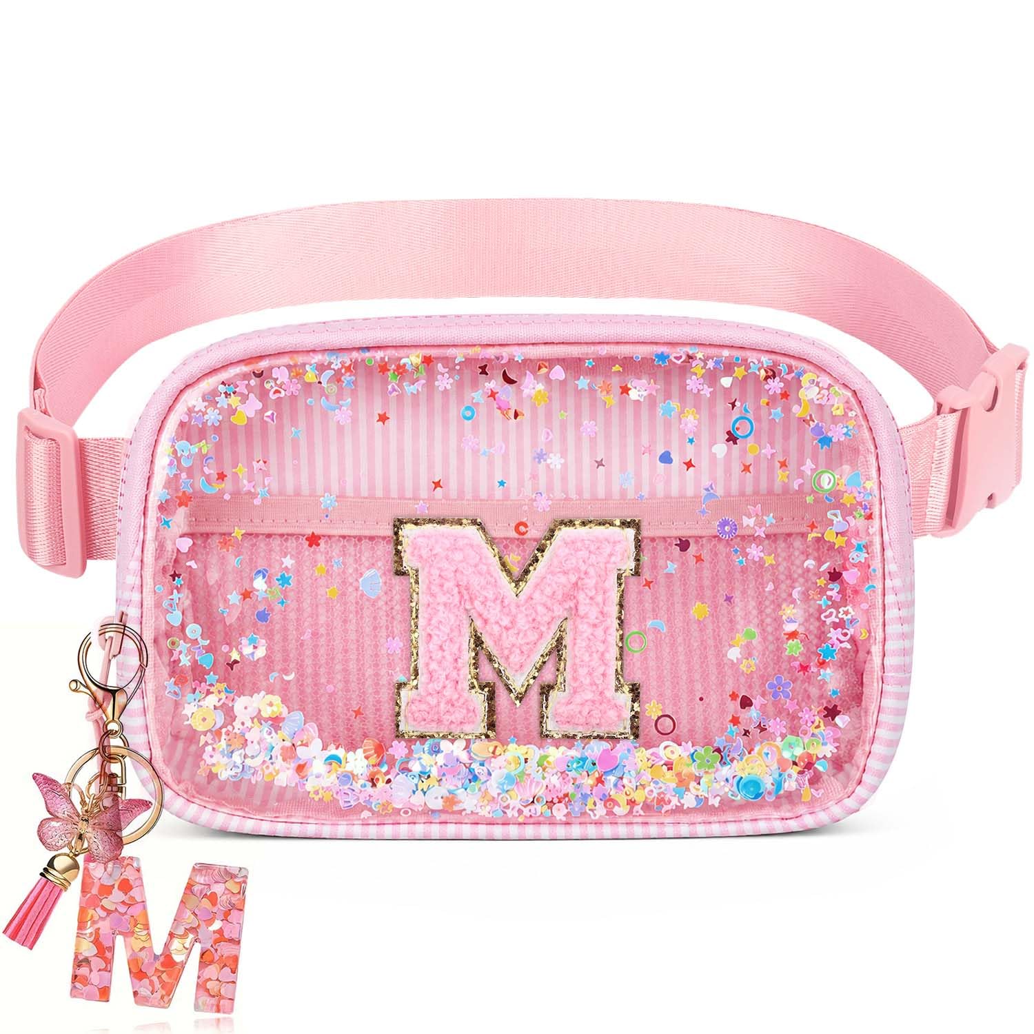 Initial Fanny Pack for Girls - Belt Bag for Teens Kid Teen Girl Kid Birthday Gift Pink M