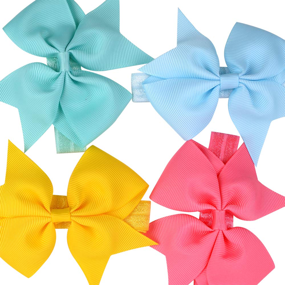 jollybows 40pcs Baby Girls Hair Bows Headbands Grosgrain Ribbon Hair Band Accessories for Infants Newborn Toddler (4In)
