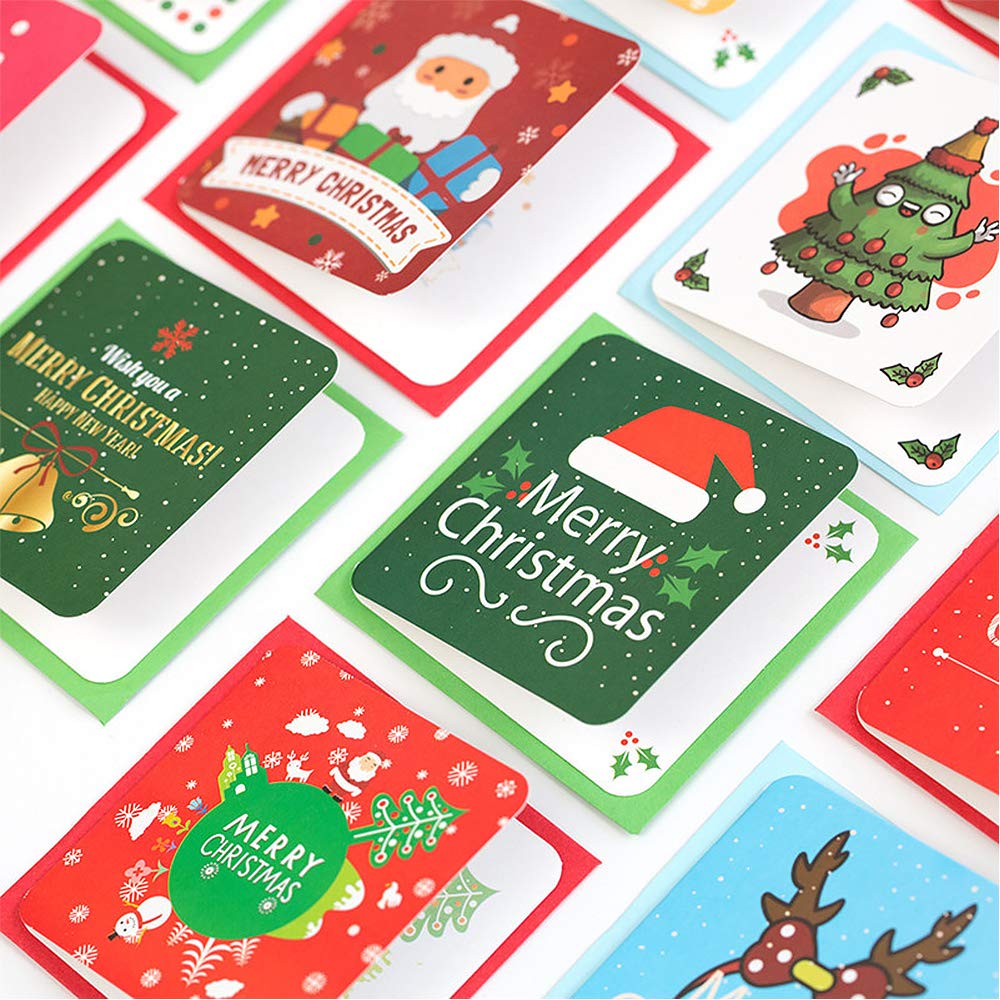 Biglietti Di Natale – Confezione Da 24 Con Buste E Adesivi, 6 Design Assortiti, Cartoncino 300g/m², 10,2x15,2 Cm, Per Auguri Di Buone Feste