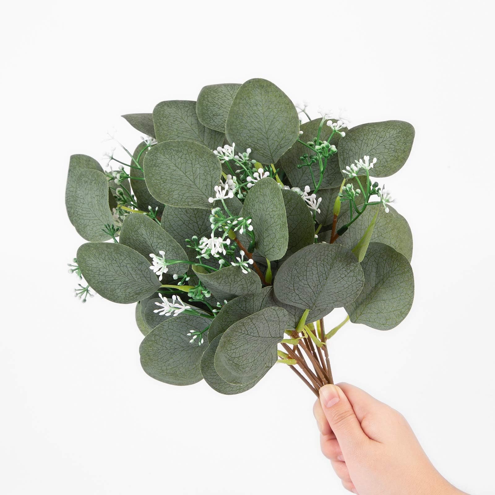 60 Stück Künstliche Eukalyptus-Zweige Mit Früchten - Graugrüne Silberdollar-Blätter Für Deko, Hochzeit, Vasen