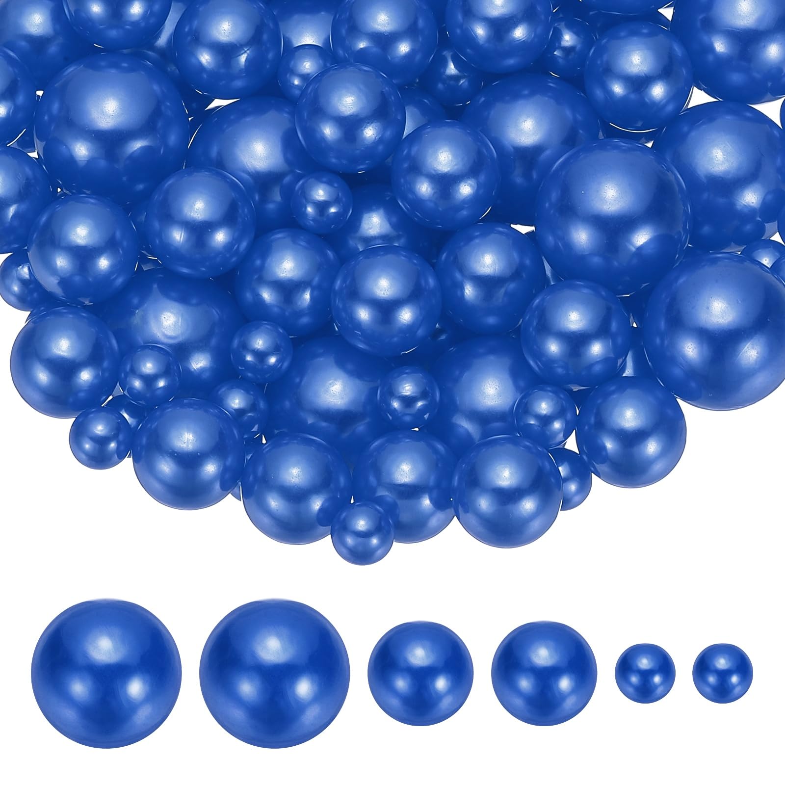 PATIKIL 8/14/20 mm Faux Pearls Beads, 150 Pcs No Hole Pearls Floating Beads for Vase Filler Centerpiece Decoration for Wedding Party Home Table Decor Floating Candle, Dark Blue