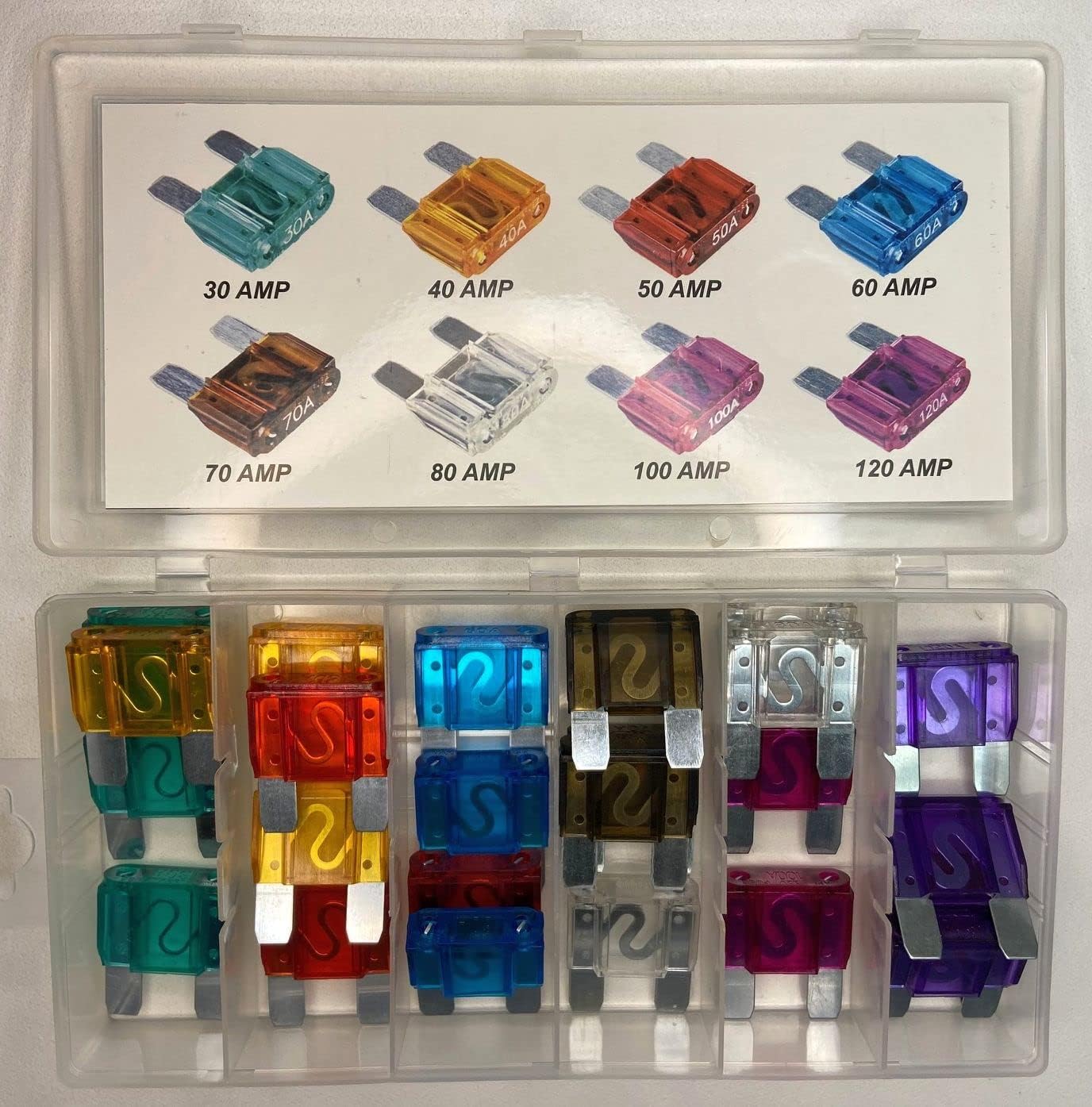 24 Pieces Large Maxi/APX Blade Fuse Assortment Auto Car Truck SUV AMP FUSES Kit