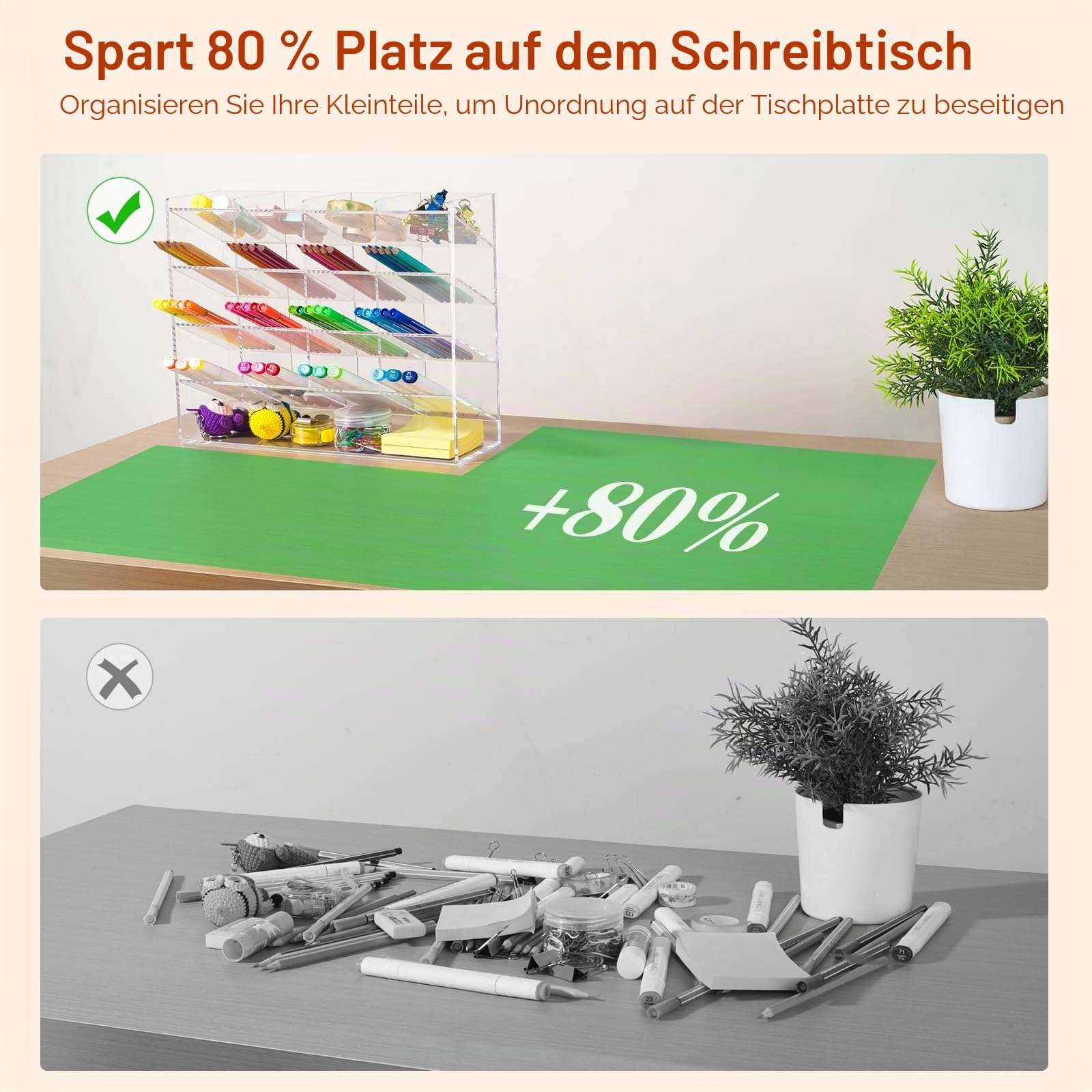 BEYGORM Vertikaler Marker-Organizer aus Acryl für 200 Marker, abgewinkelte Stifthalter, Schreibtisch-Organisation, transparenter großer Schreibwaren-Stifthalter für Schreibtisch, Kunstbedarf,