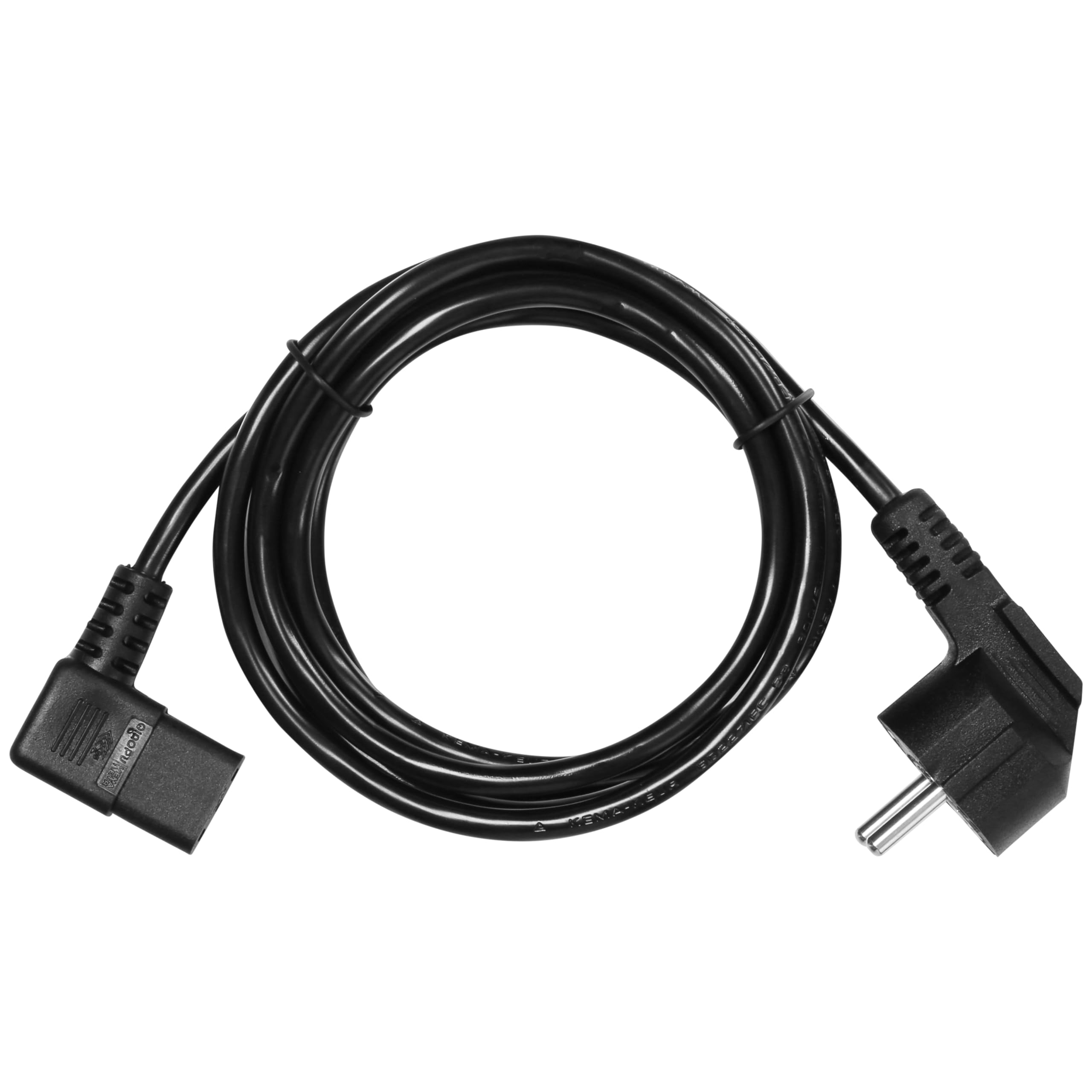 PremiumCord Câble d'Alimentation de 230V 5m, Câble d'Alimentation Avec Contact de Mise à la Terre à Angle Par Papport à la Prise C13, IEC de Fourniture PC à 3 Broches C13, Couleur Noire