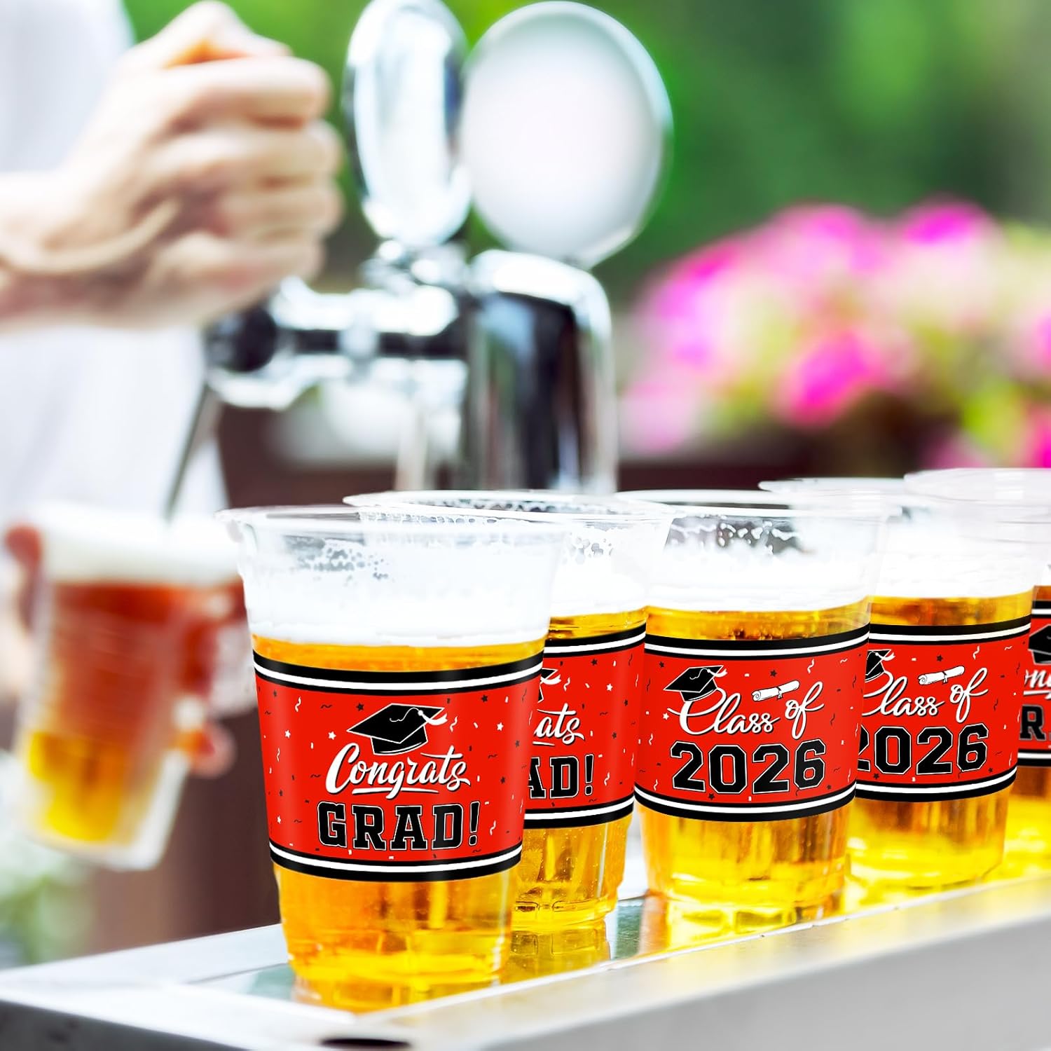 Gatherfun Class of 2026 Celebration - 100 Pcs 16oz Red Graduation Plastic Cups for Sturdy & Durable Drinkware for Grad Festivities | Essential Graduation Party Supplies & Decorations - Image 6