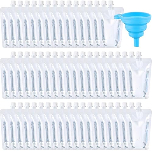 Miniatura 1 de Patelai 300 bolsas de plástico para líquidos, bolsas reutilizables para jugos, bolsas de viaje a prueba de fugas de agua a granel con embudo de